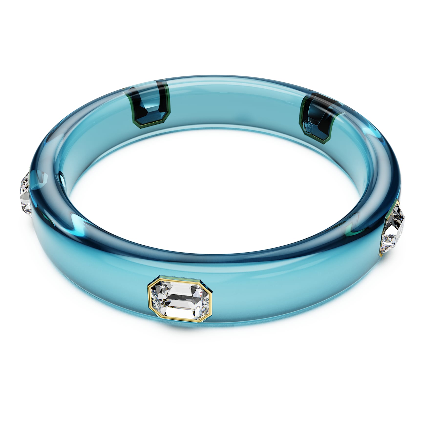 Dulcis bangle, Octagon cut, Blue, 18K gold finish