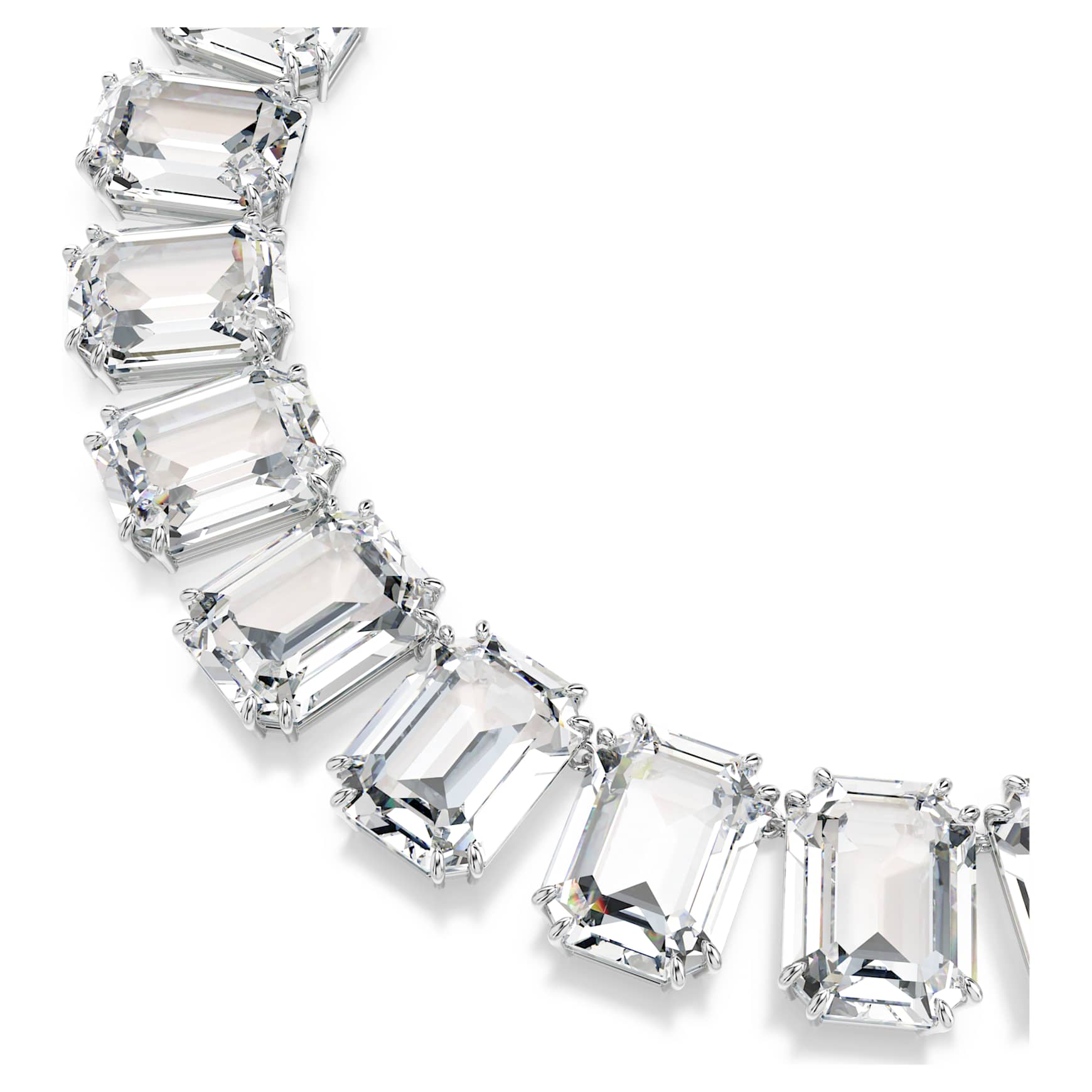 Millenia necklace, Oversized crystals, Octagon cut, White, Rhodium plated by SWAROVSKI