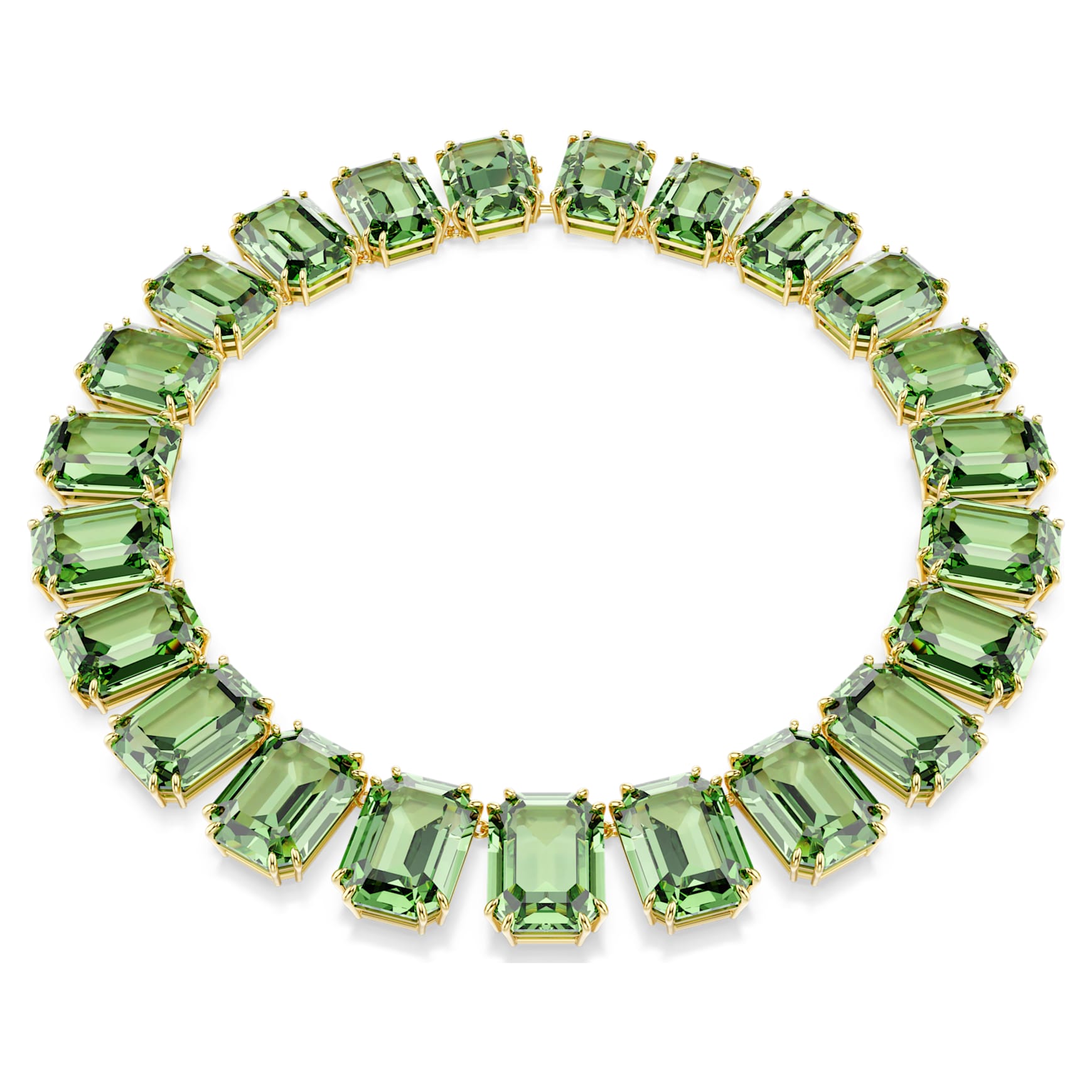 Millenia necklace, Oversized crystals, Octagon cut, Green, Gold-tone plated by SWAROVSKI