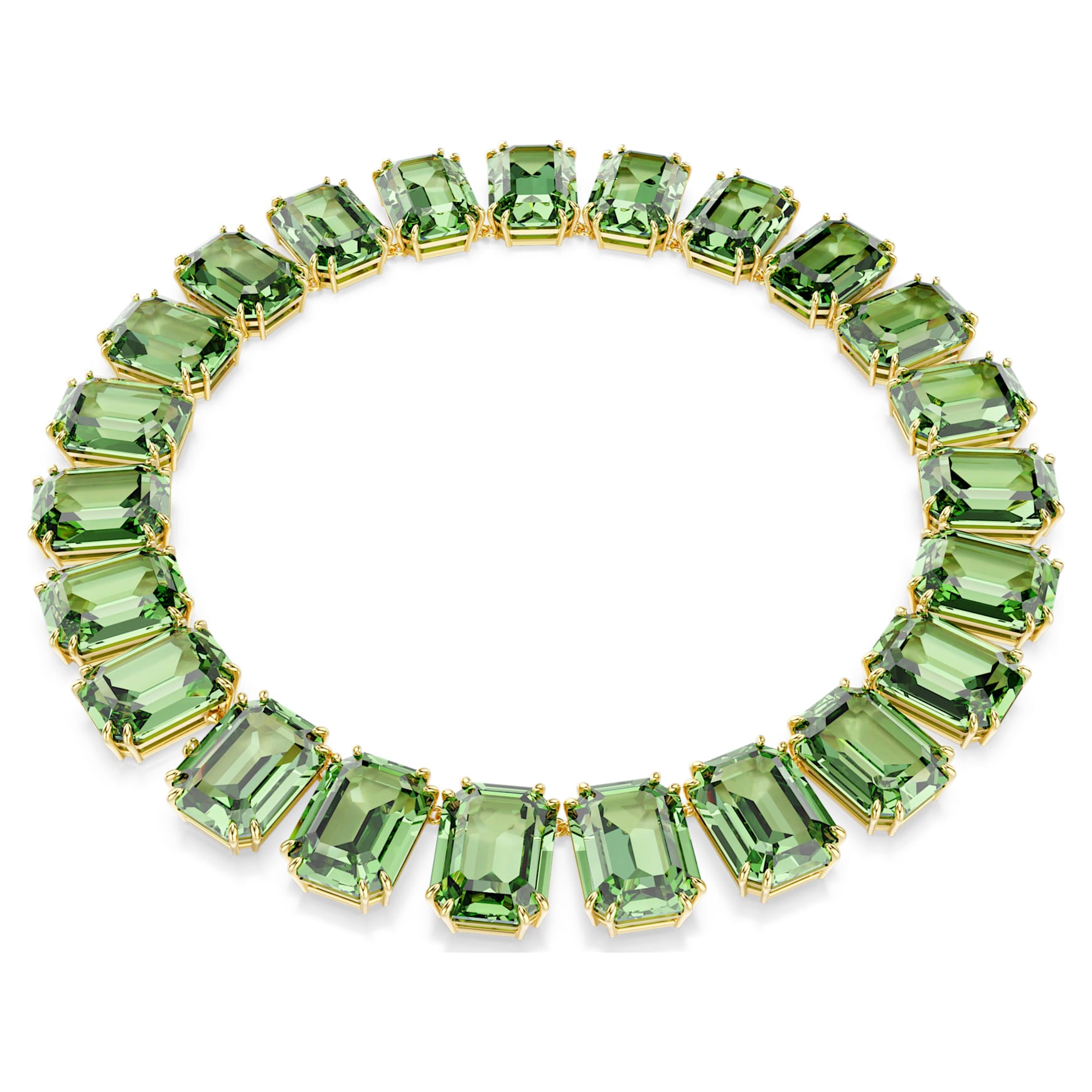 Millenia necklace, Oversized crystals, Octagon cut, Green, Gold-tone plated by SWAROVSKI