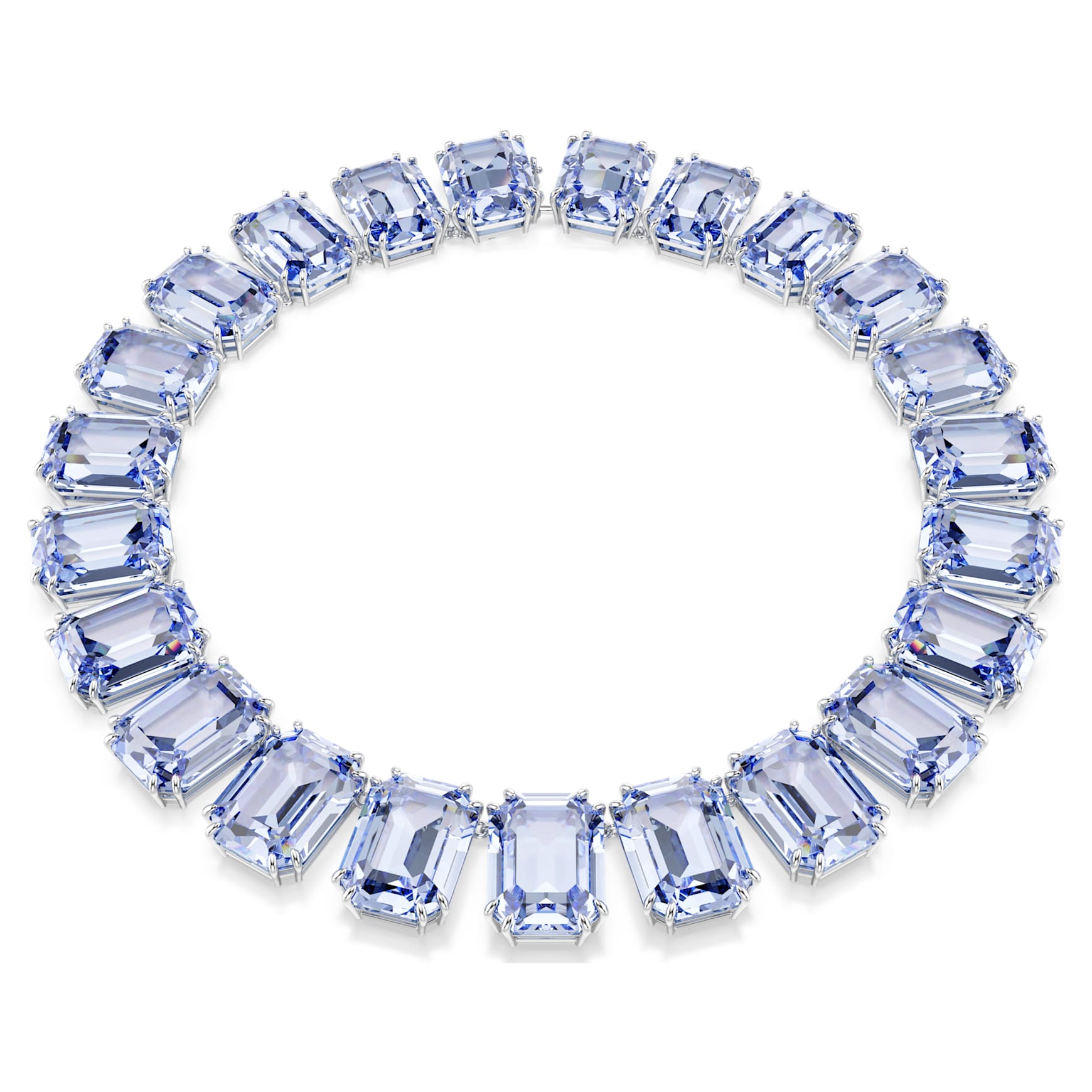 Millenia necklace, Oversized crystals, Octagon cut, Blue, Rhodium plated by SWAROVSKI