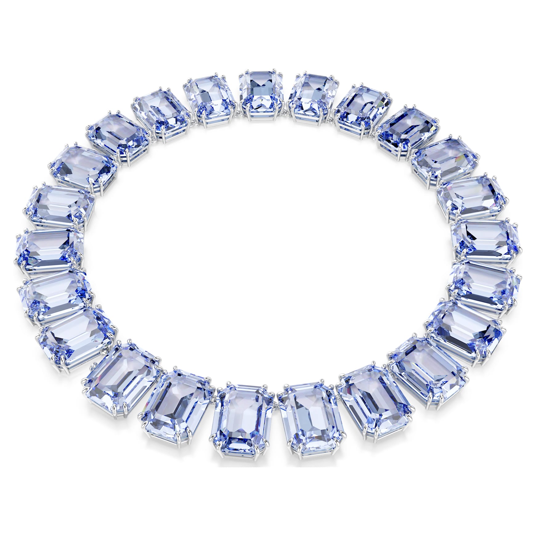 Millenia necklace, Oversized crystals, Octagon cut, Blue, Rhodium plated by SWAROVSKI