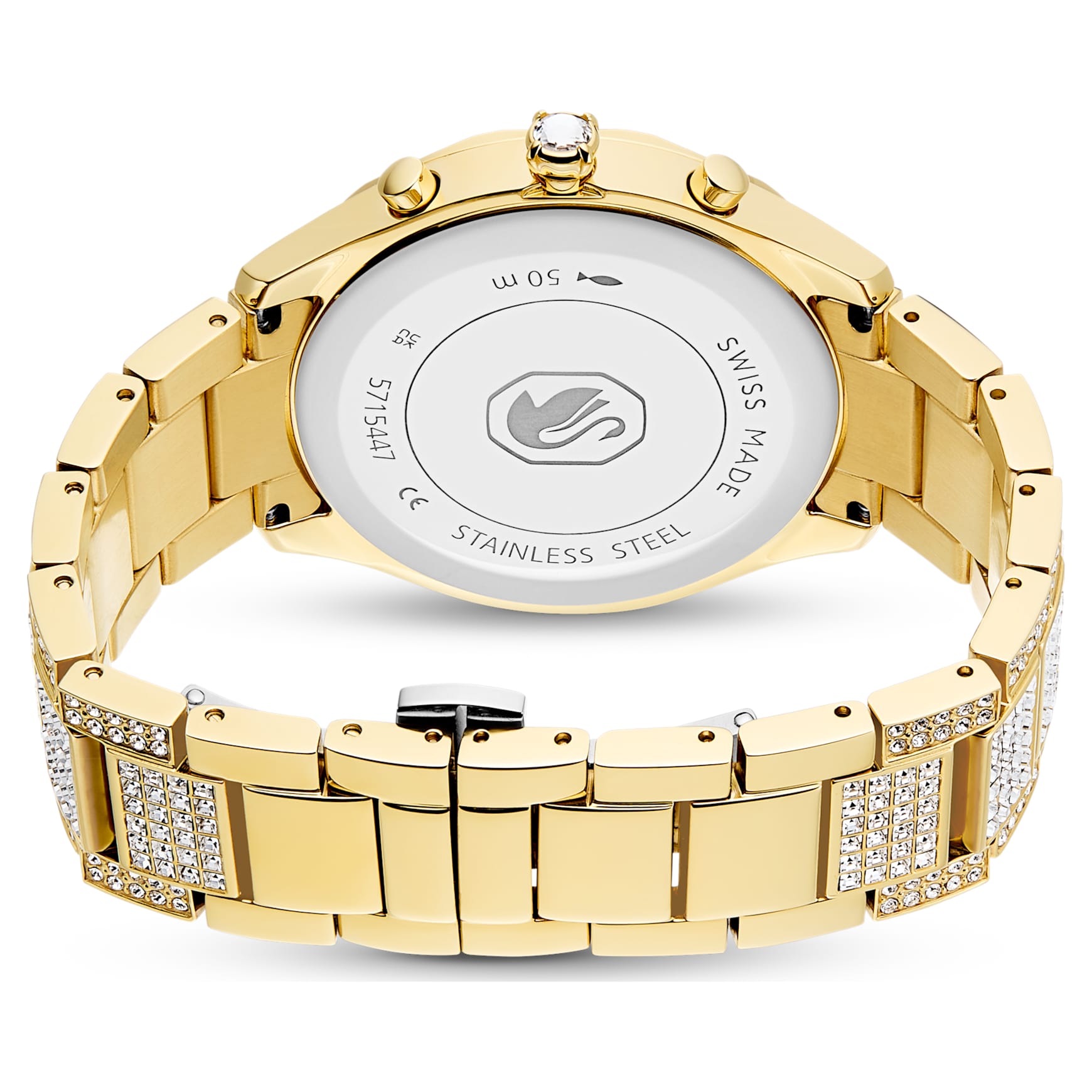 Dextera lux watch, Swiss Made, Metal bracelet, Gold tone, Gold-tone finish by SWAROVSKI