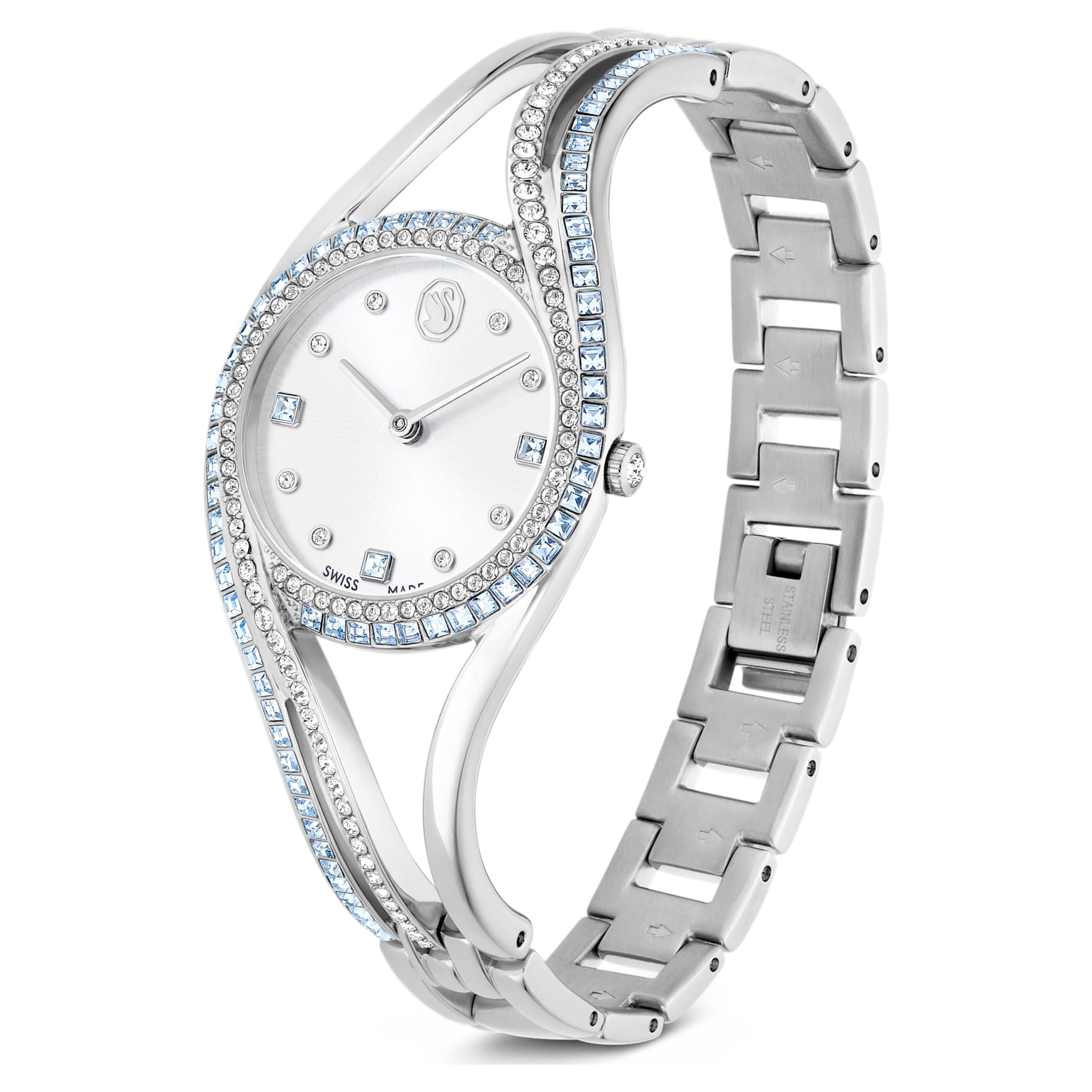 Hyperbola bangle watch, Swiss Made, Stainless steel by SWAROVSKI