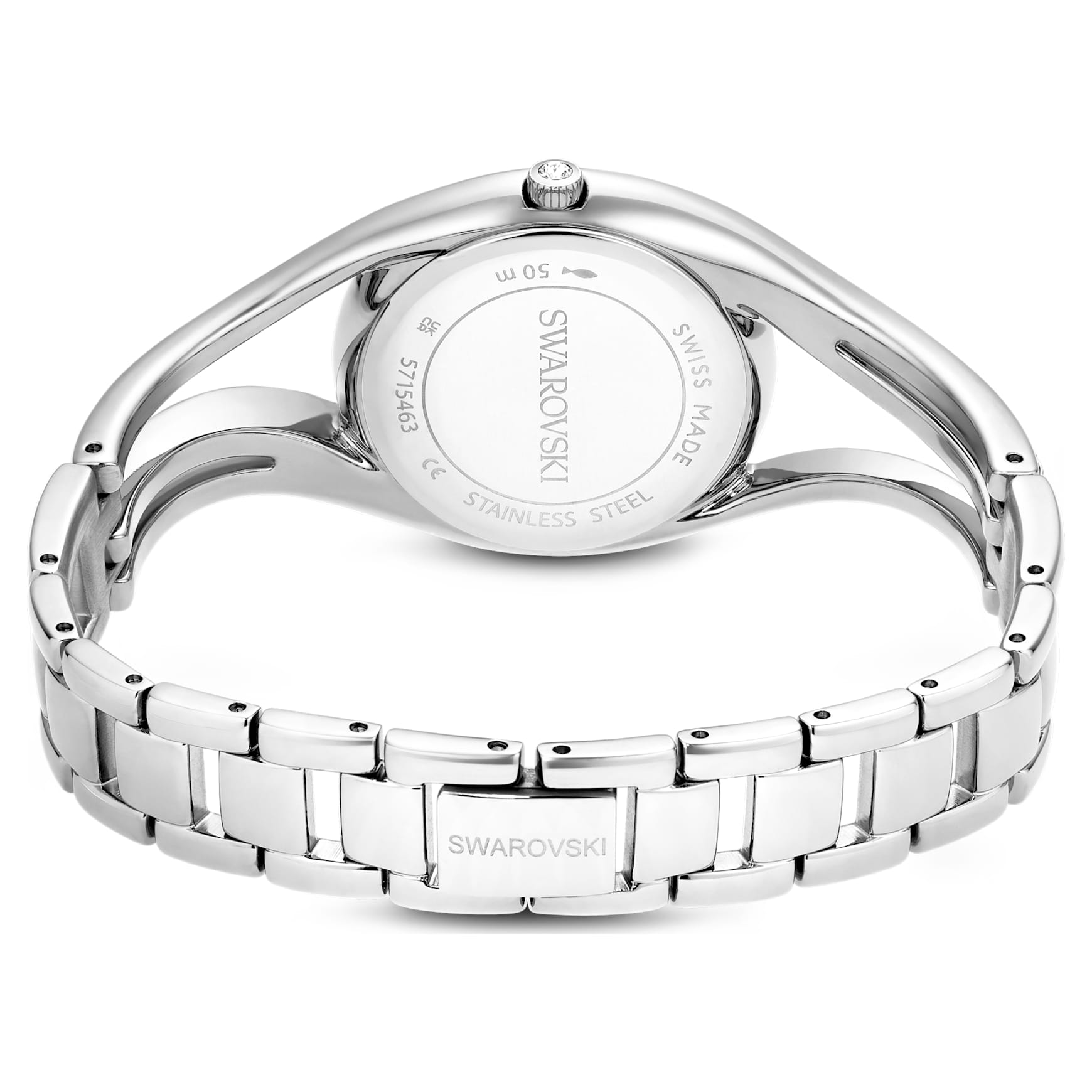 Hyperbola bangle watch, Swiss Made, Metal bracelet, Blue, Stainless steel by SWAROVSKI