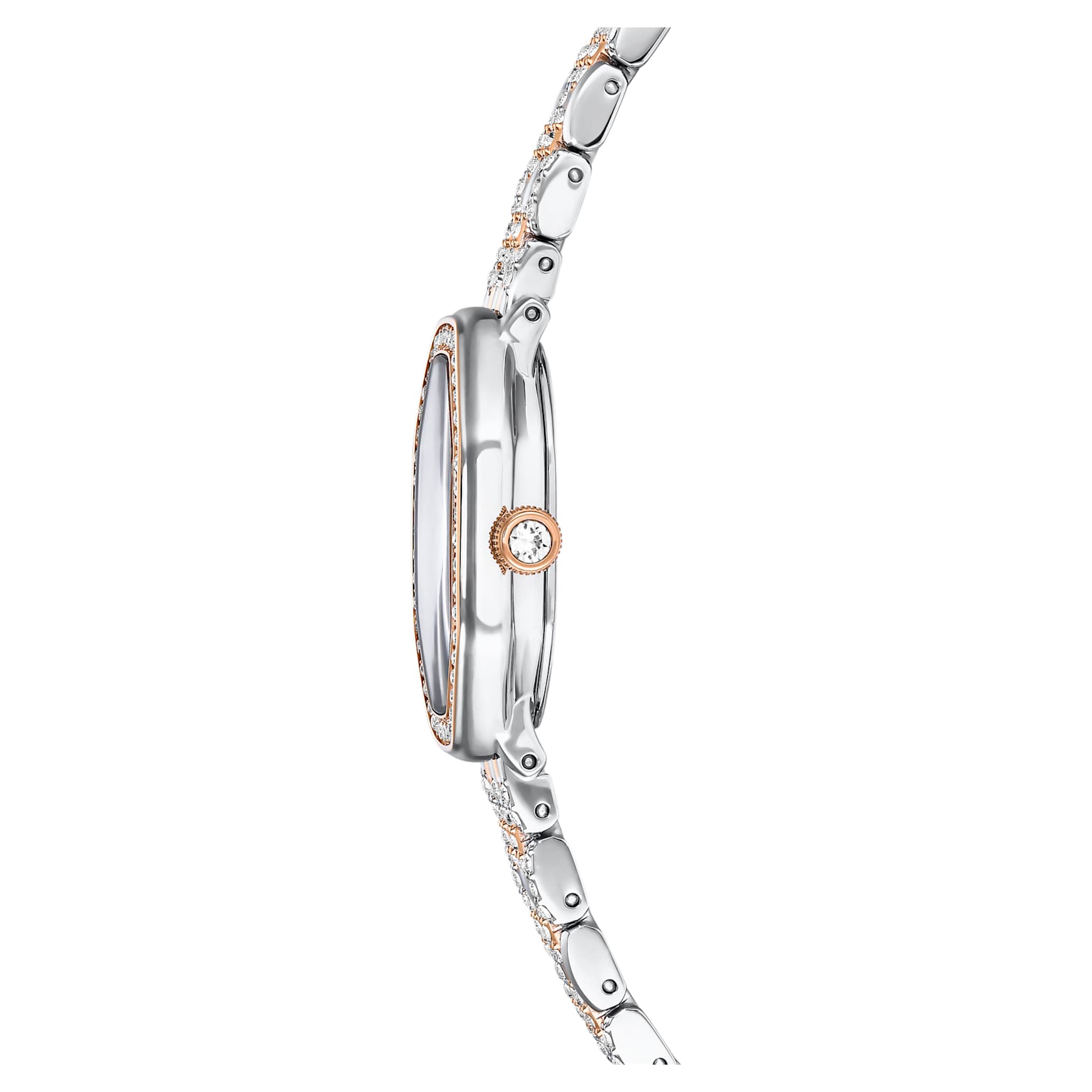 Dextera octagon watch, Swiss Made, Metal bracelet, Silver tone, Rose gold-tone finish by SWAROVSKI
