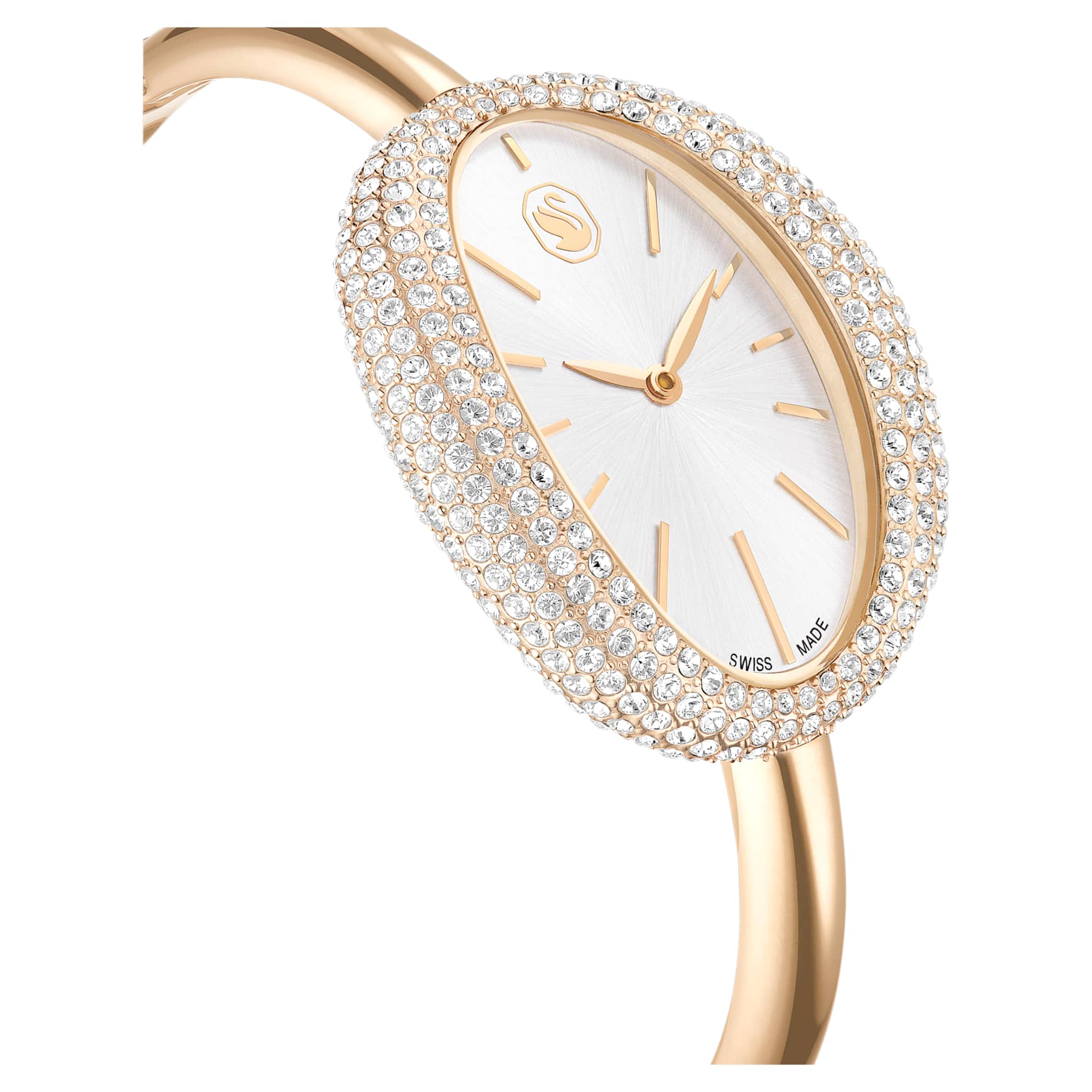 Imber bangle watch, Swiss Made, Metal bracelet, Gold tone, Champagne gold-tone finish by SWAROVSKI
