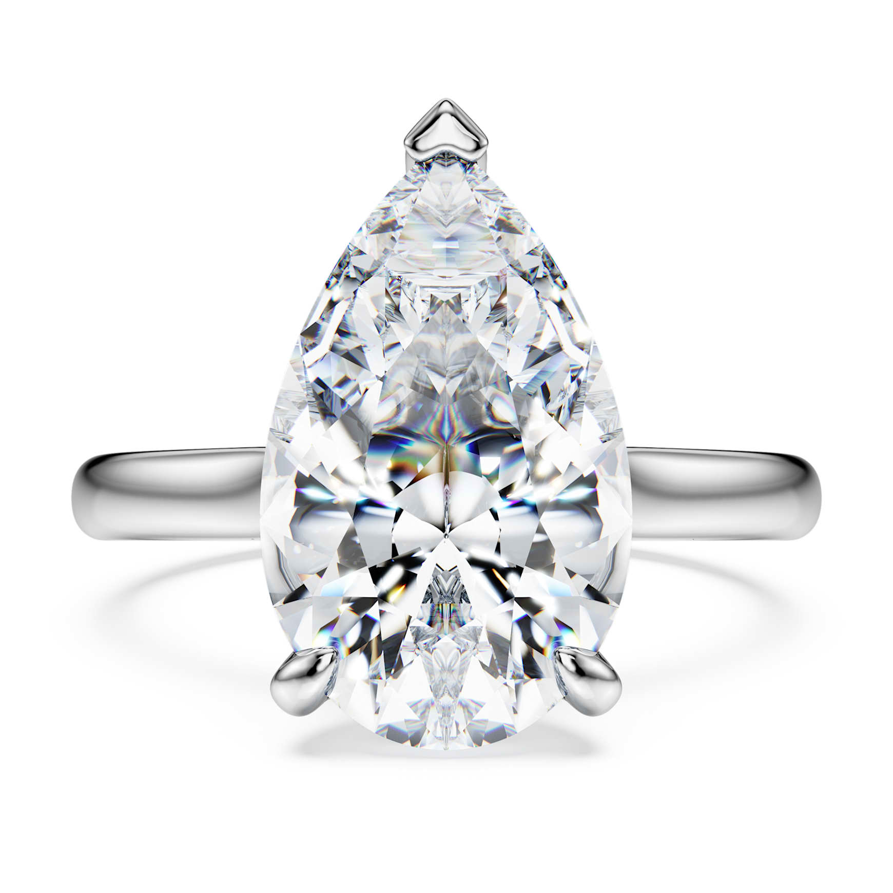 Eternity solitaire ring, Lab-grown diamonds 5 ct tw, Pear cut, 18K white gold