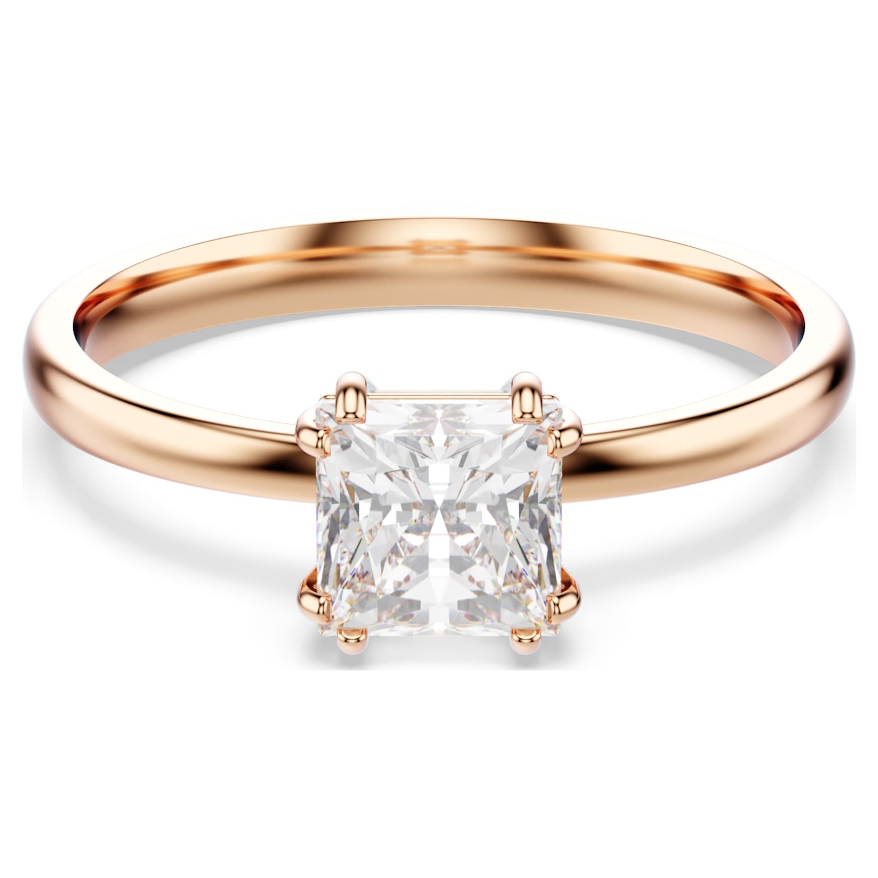 Attract ring, Square cut, White, 18K rose gold finish