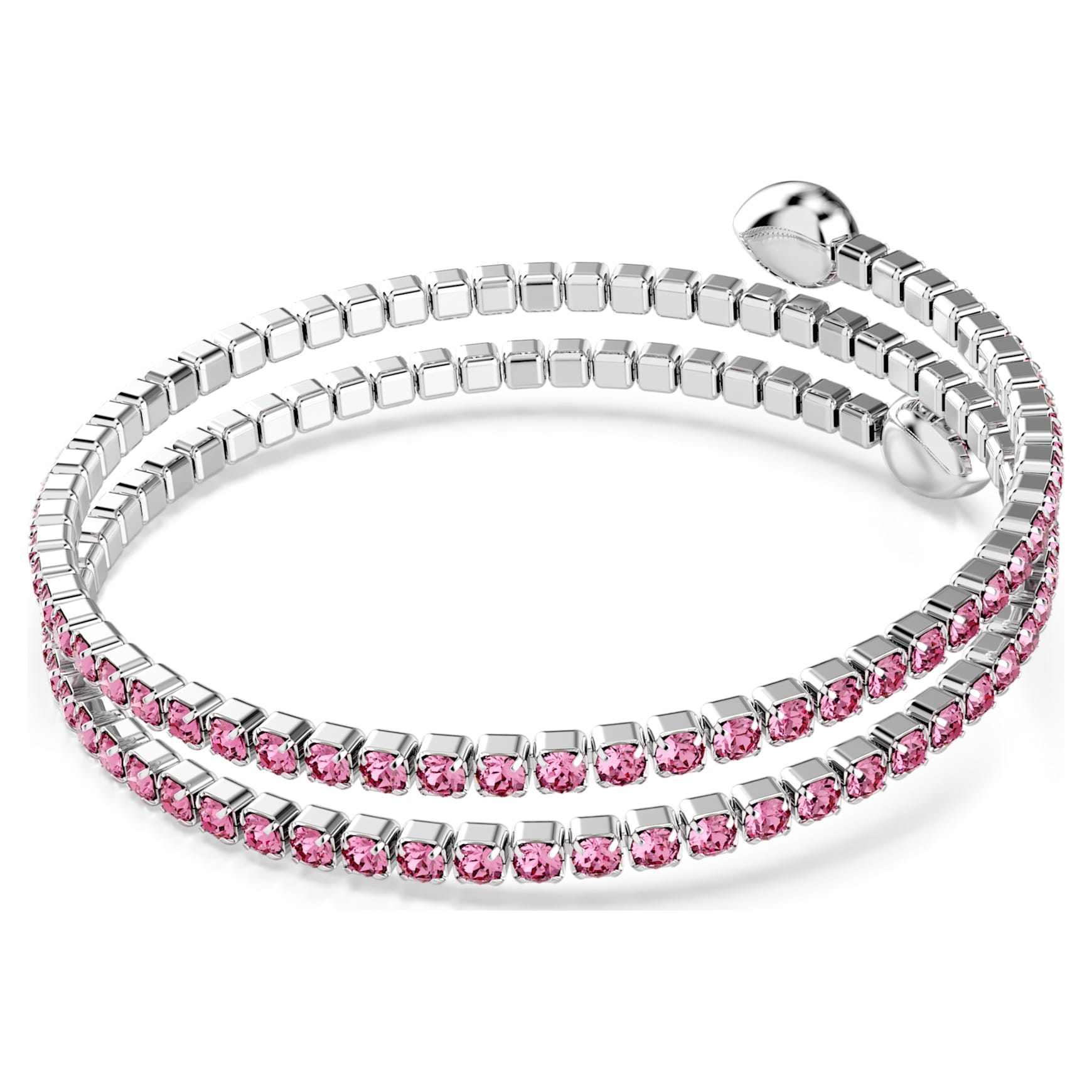 Twisty cuff, Mixed cuts, Pink, Rhodium plated by SWAROVSKI