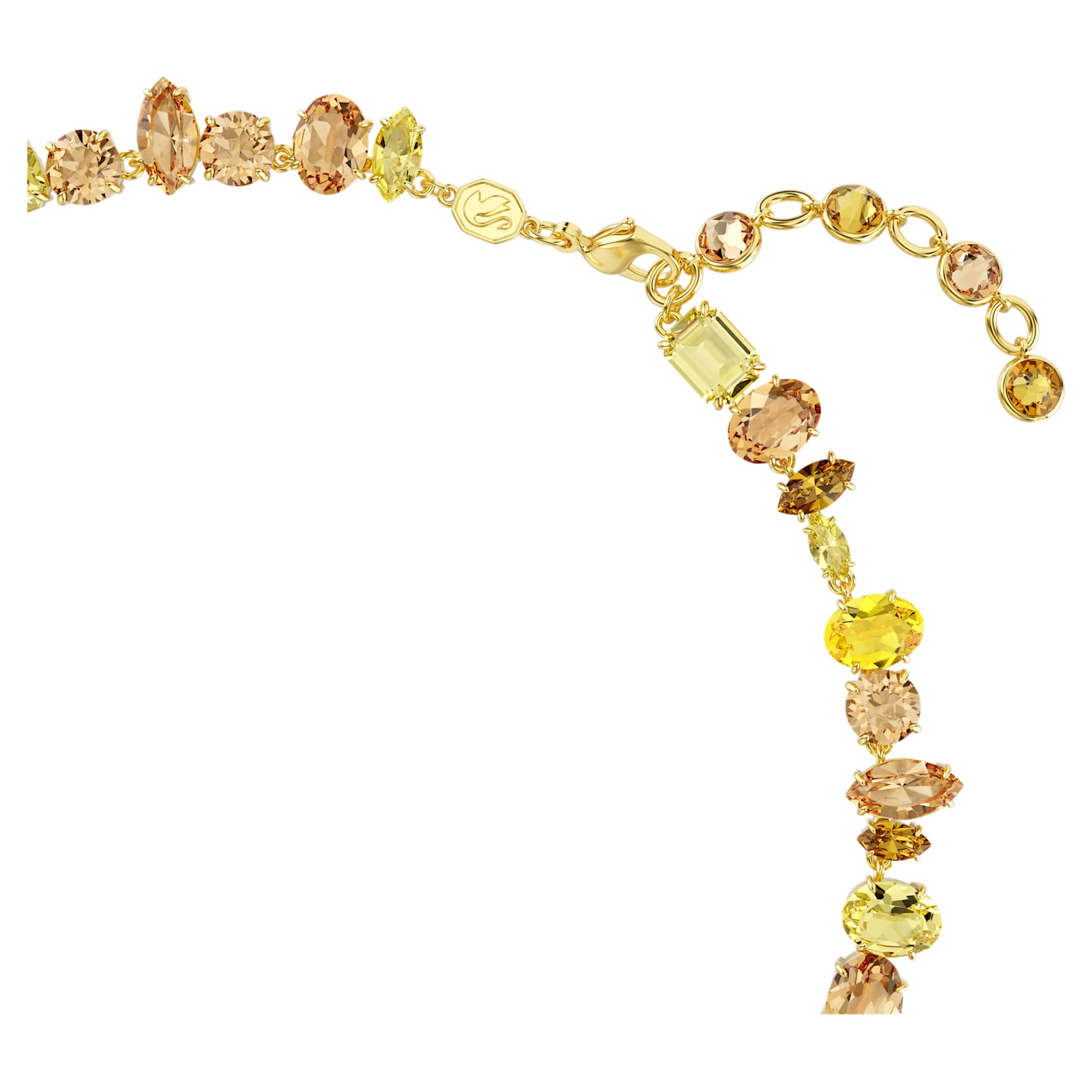 Gema necklace, Mixed cuts, Yellow, 18K gold finish