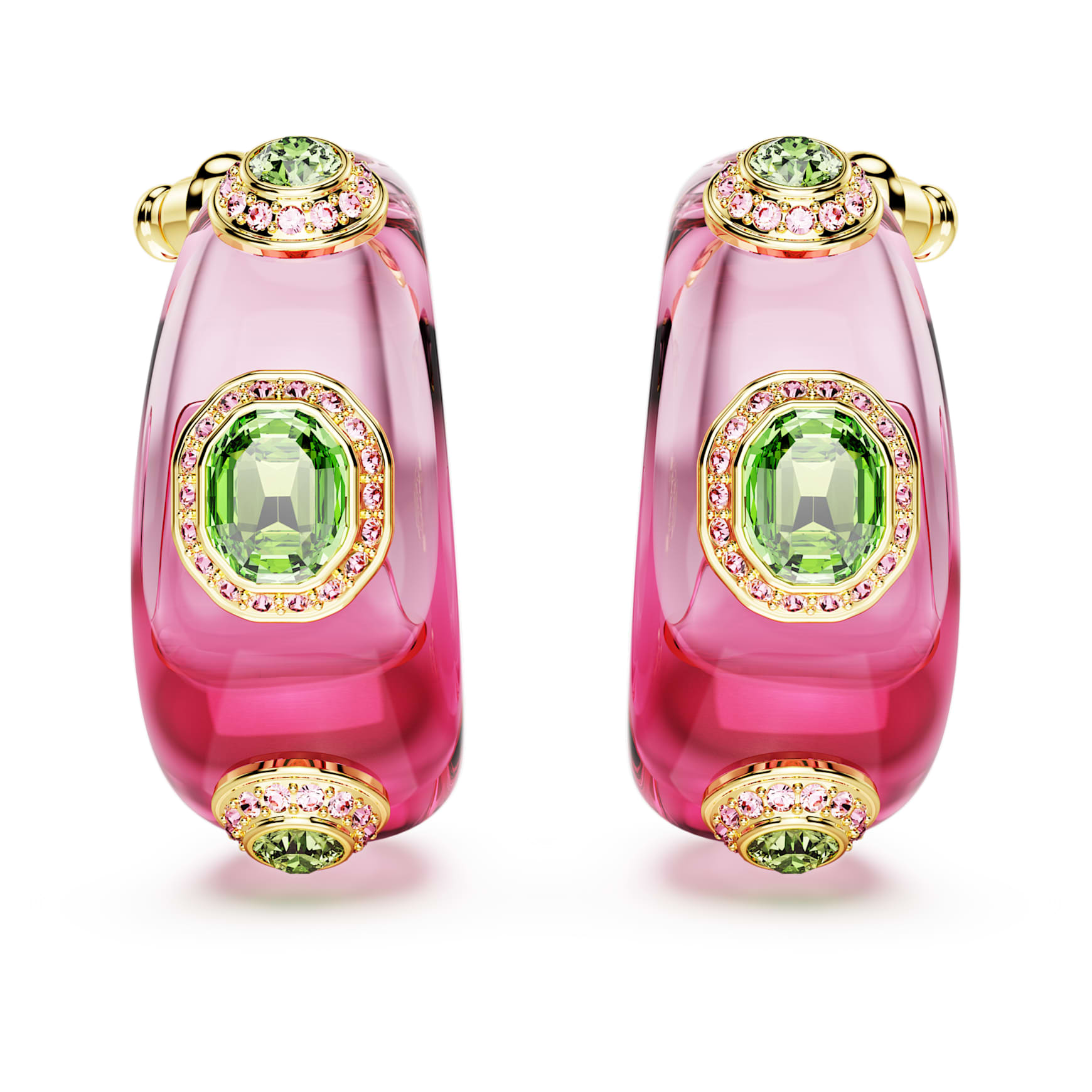 Dulcis hoop earrings, Mixed cuts, Multicoloured, Gold-tone plated by SWAROVSKI