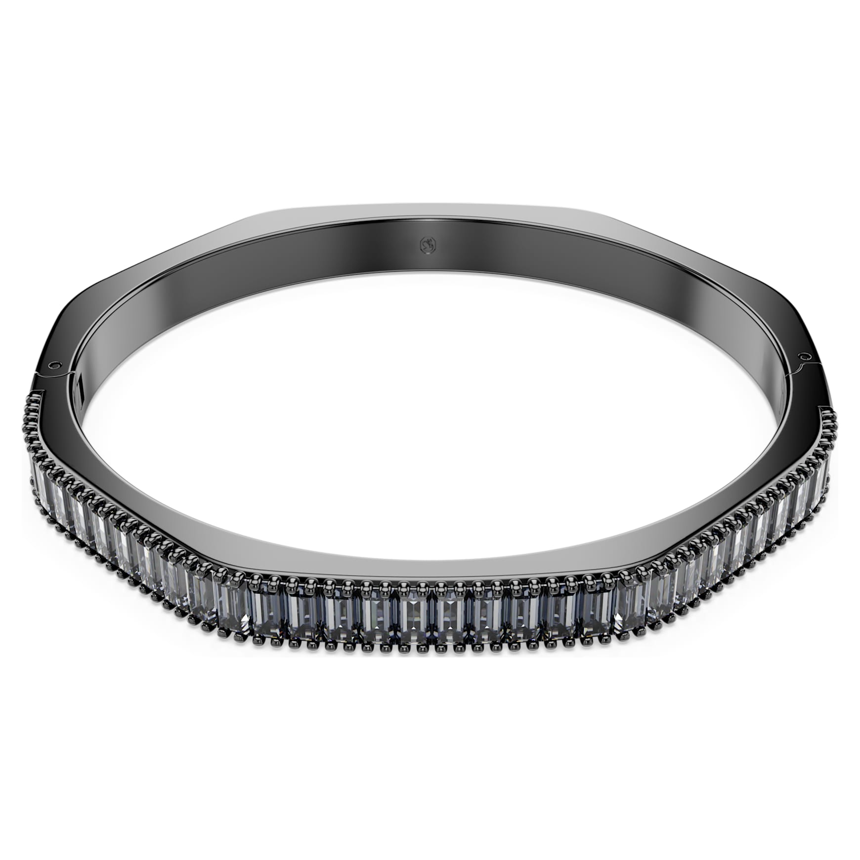 Matrix bangle, Baguette cut, Grey, Ruthenium plated