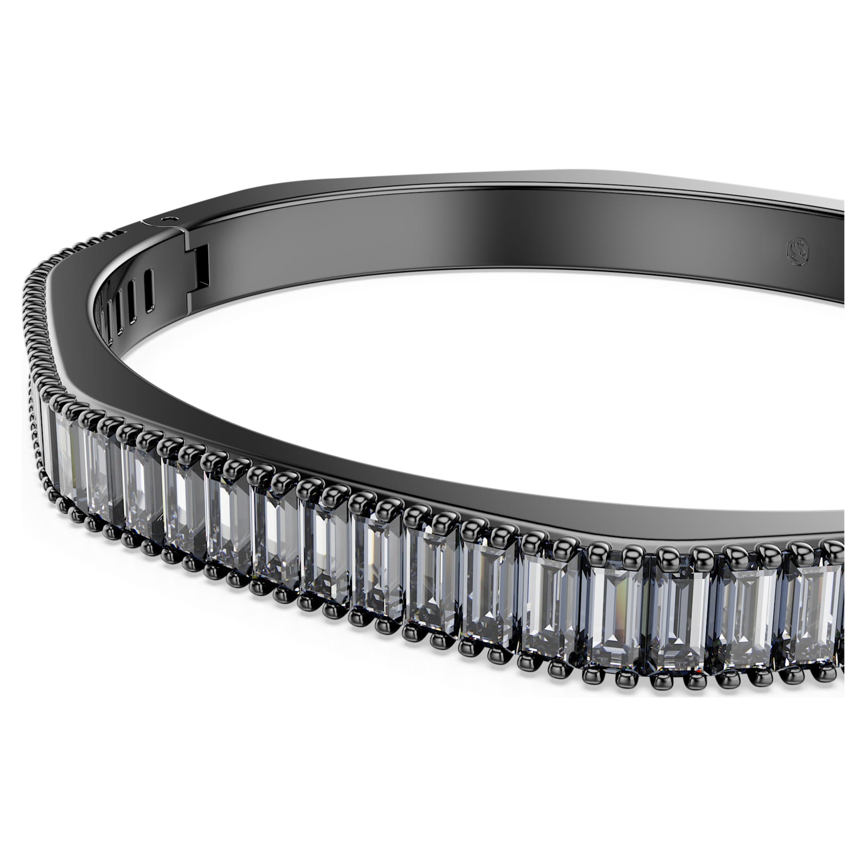 Matrix bangle, Baguette cut, Grey, Ruthenium plated