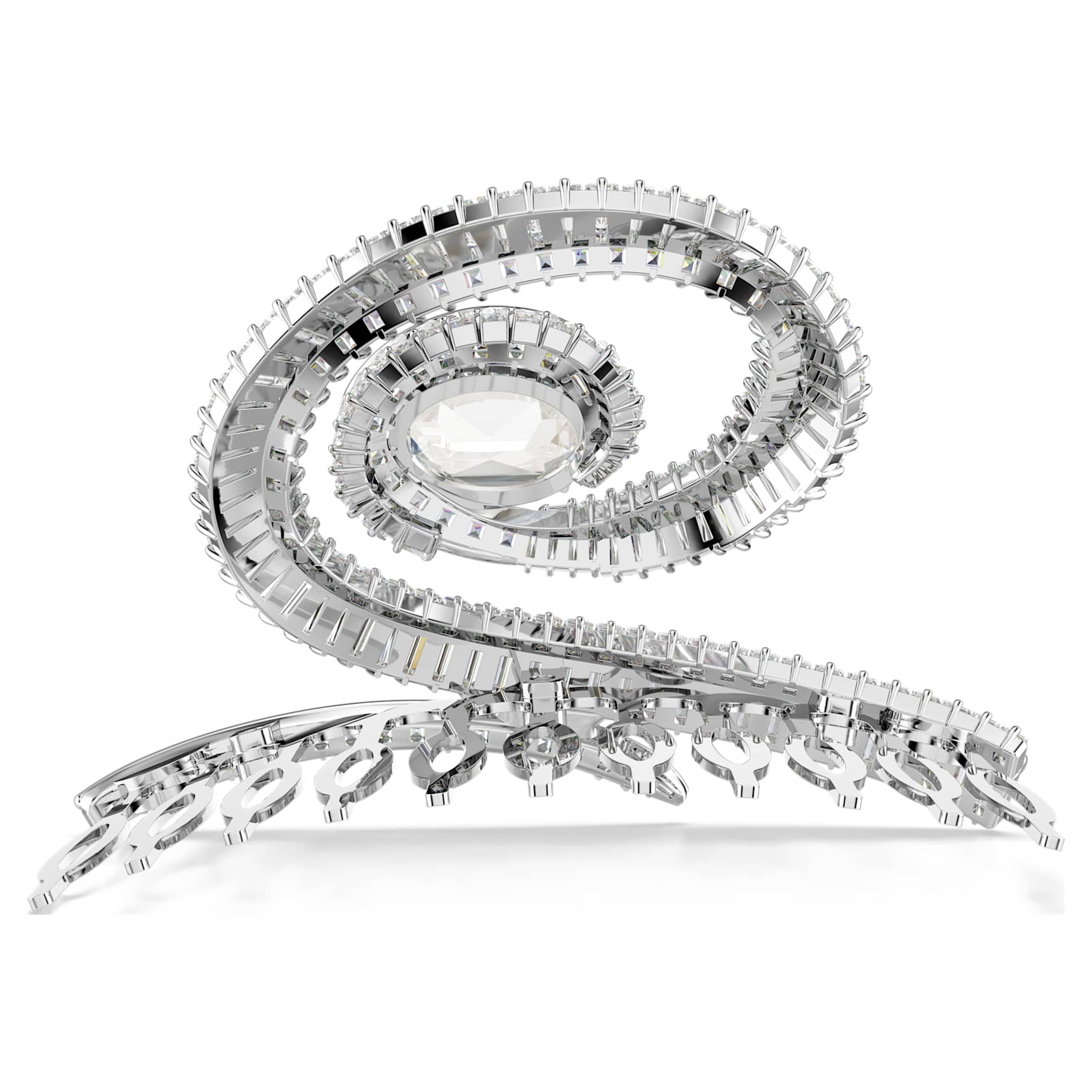 Ariana Grande x Swarovski hair clip, Baguette cut, White, Rhodium plated by SWAROVSKI