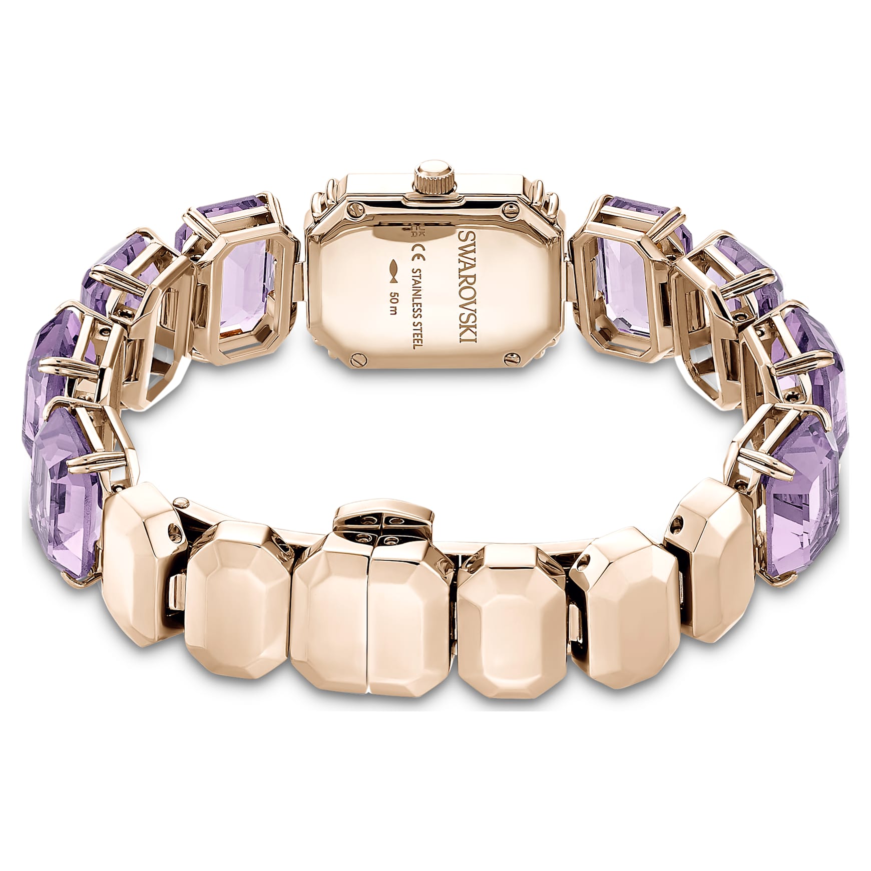 Watch, Octagon cut bracelet, Purple, Champagne gold-tone finish by SWAROVSKI