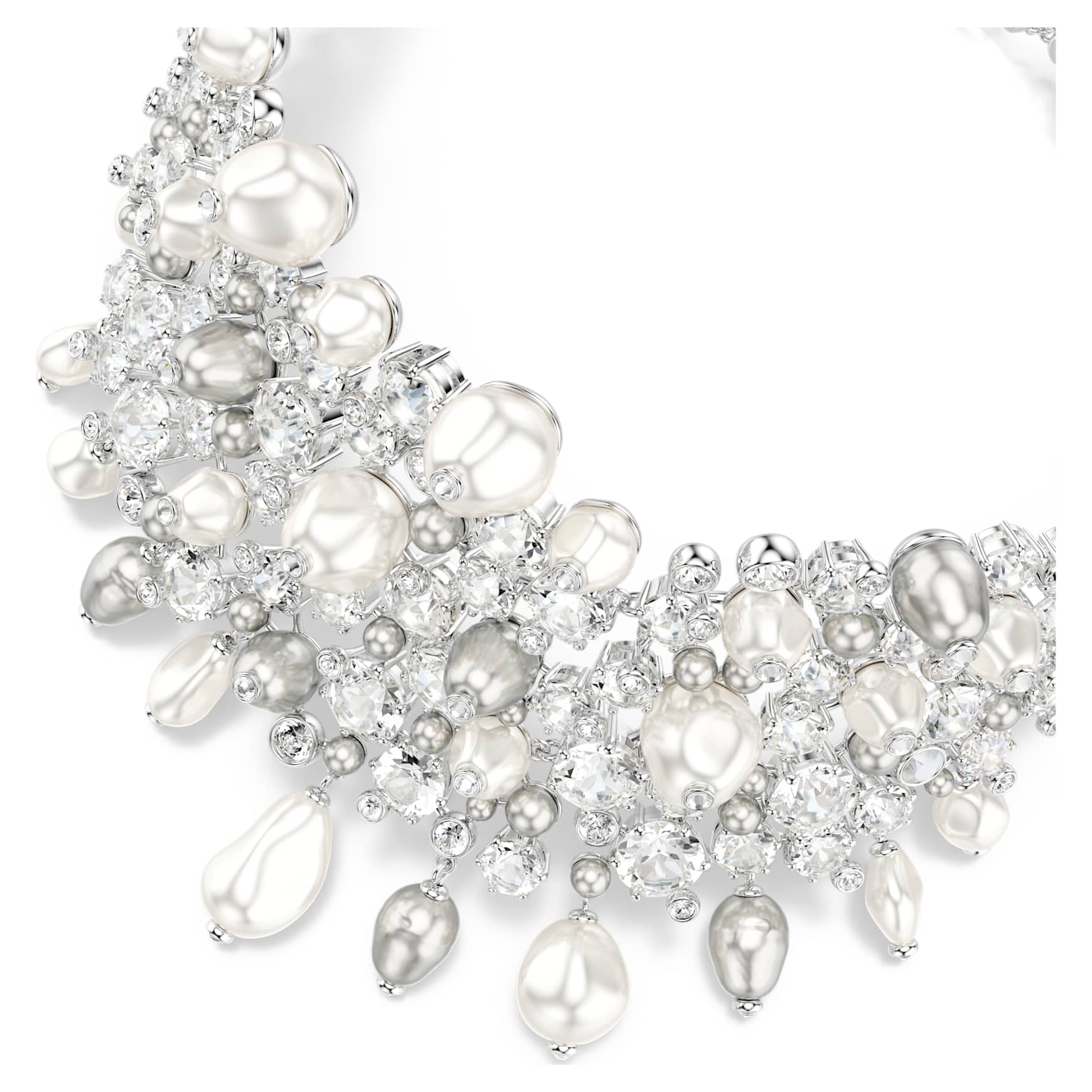 Constella choker, Crystal pearl, Round cut, White, Rhodium plated by SWAROVSKI
