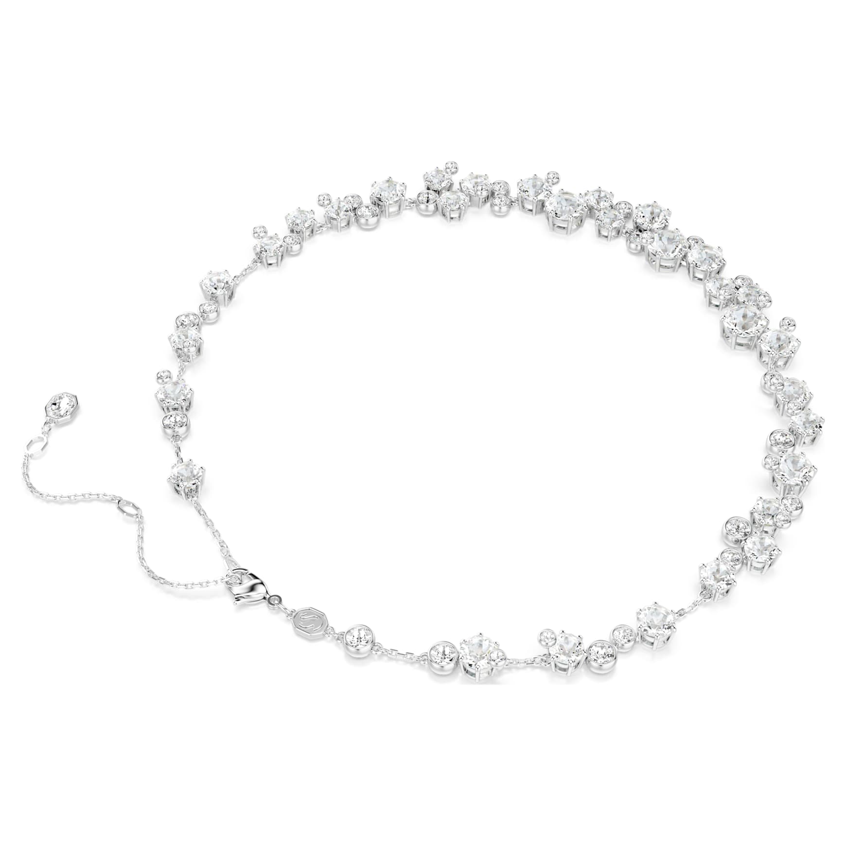 Constella necklace, Round cut, White, Rhodium plated by SWAROVSKI