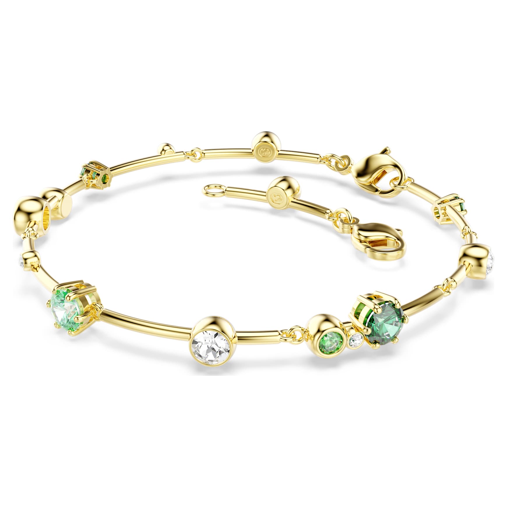 Constella bracelet, Mixed cuts, Green, 18K gold finish