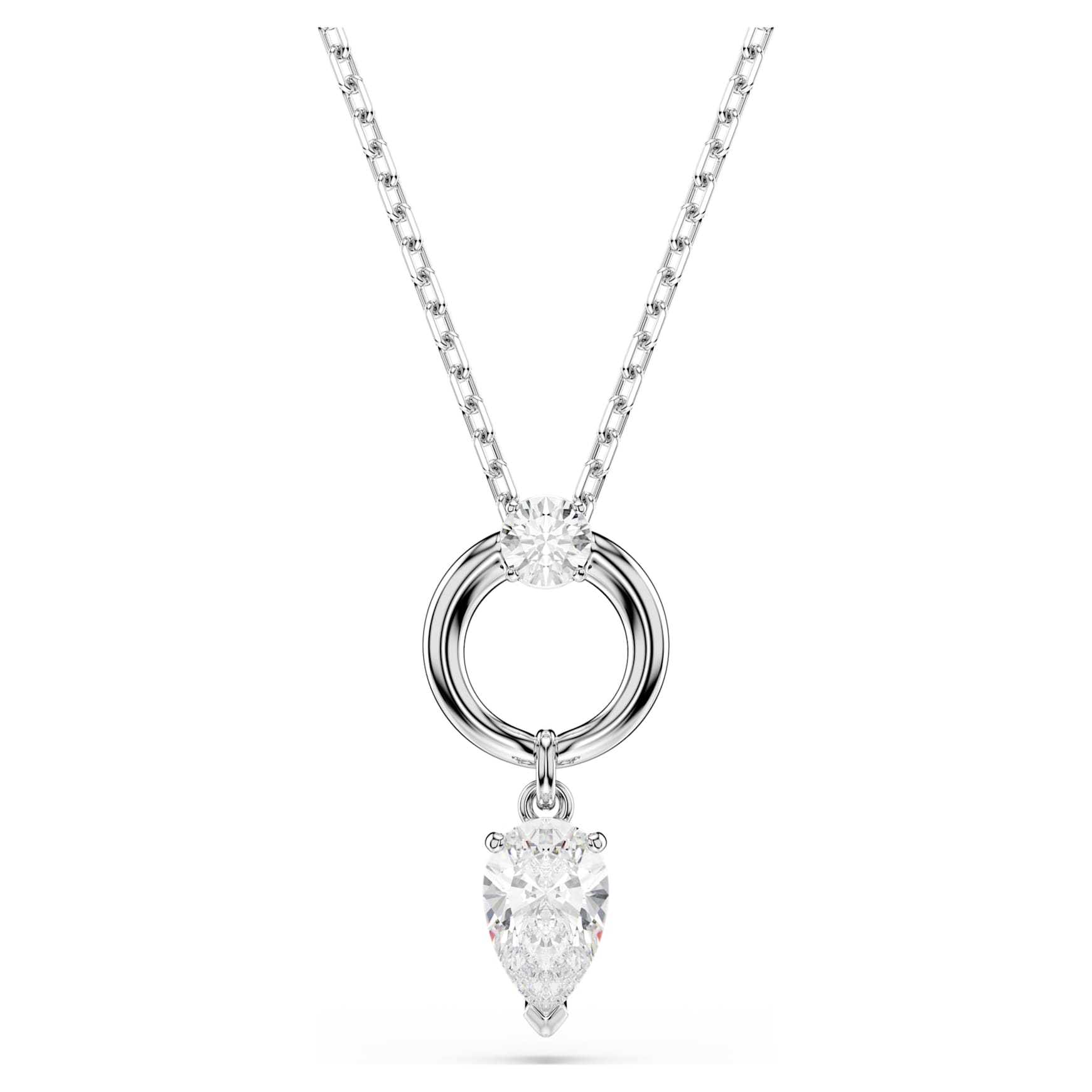 Mesmera pendant, Pear cut, White, Rhodium plated by SWAROVSKI