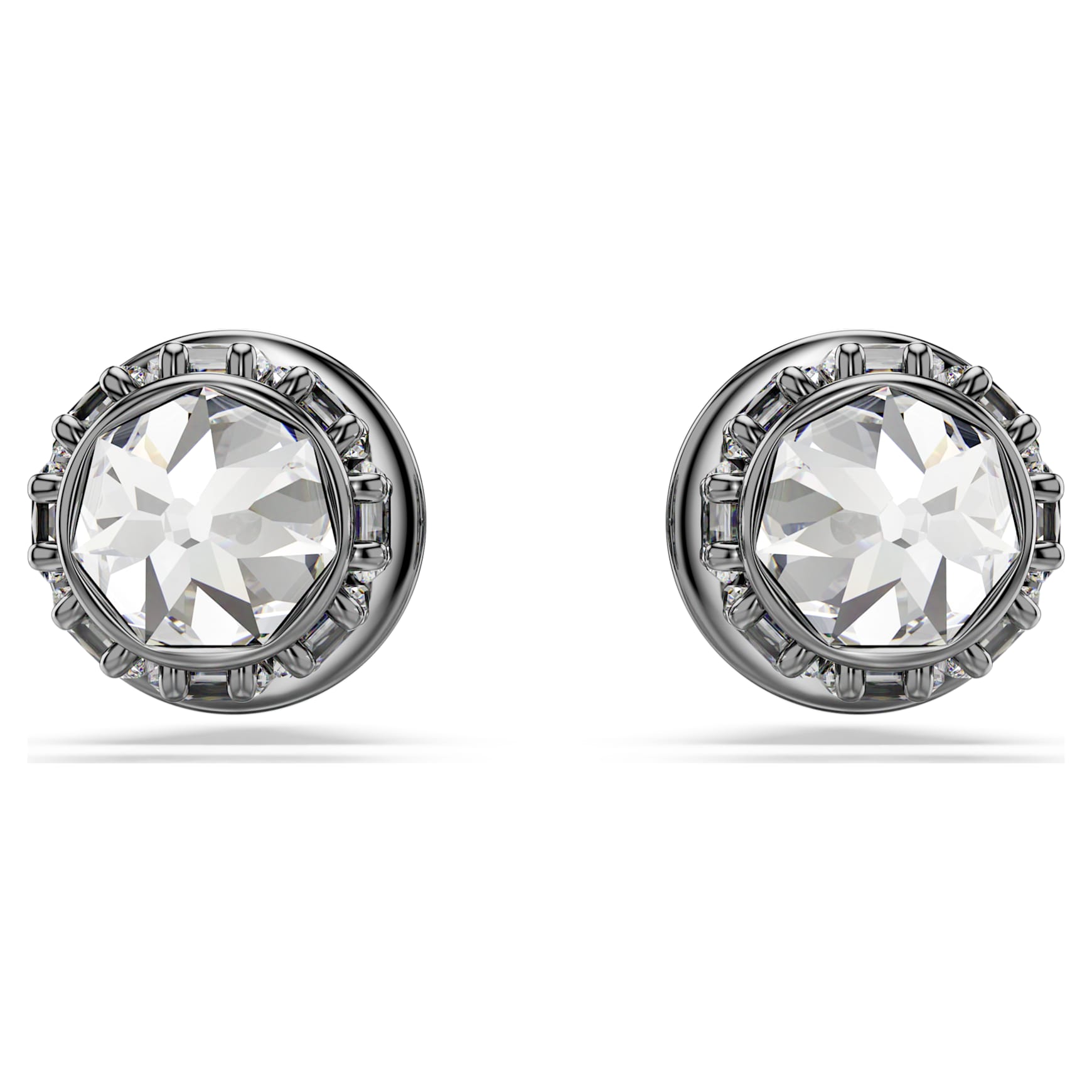 Sublima stud earrings, Spike, White, Ruthenium plated by SWAROVSKI