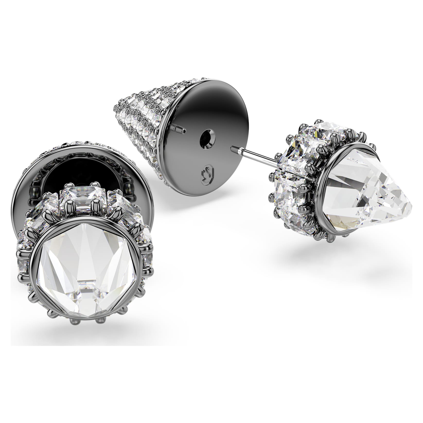 Sublima stud earrings, Spike, White, Ruthenium plated by SWAROVSKI