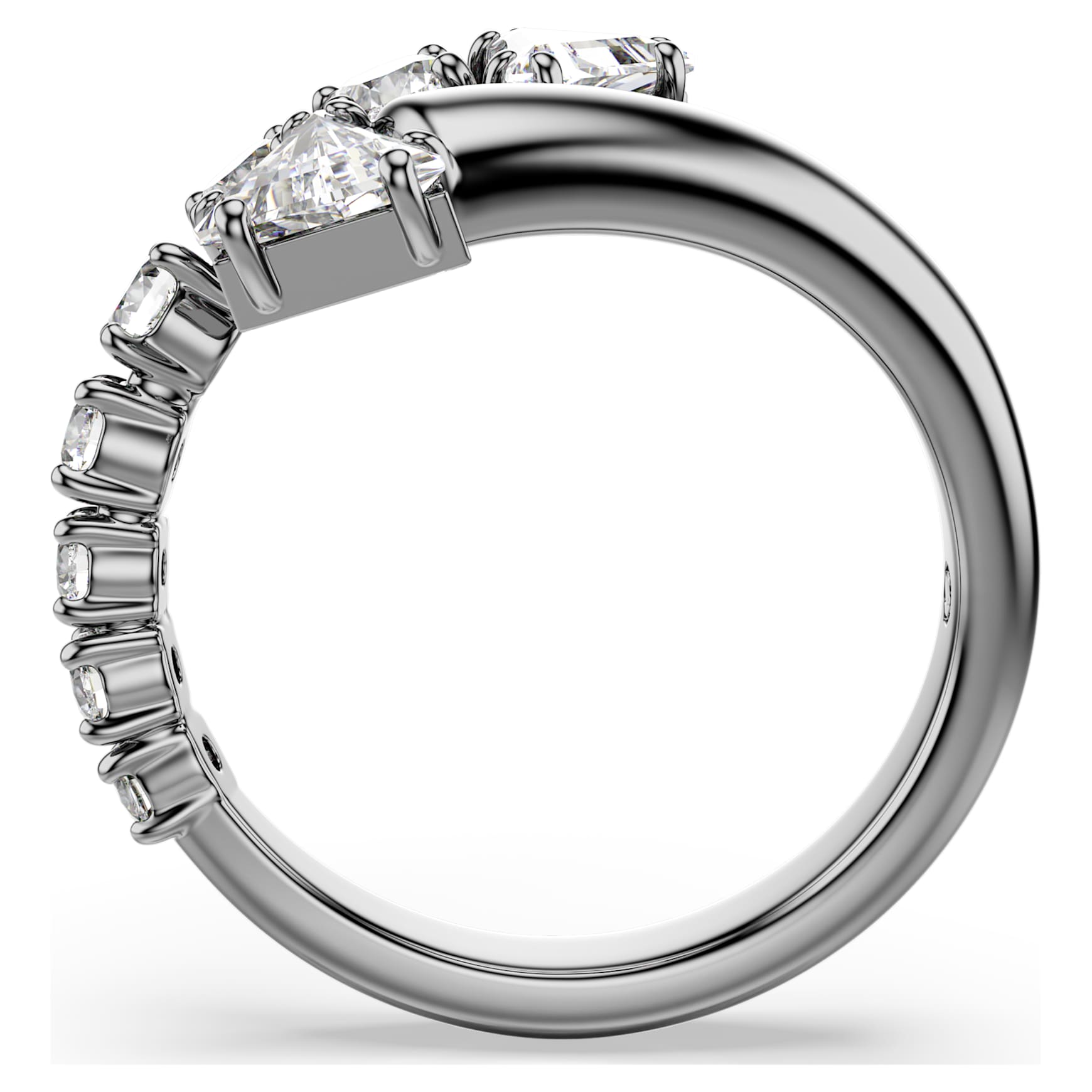 Sublima open ring, Mixed cuts, White, Ruthenium plated