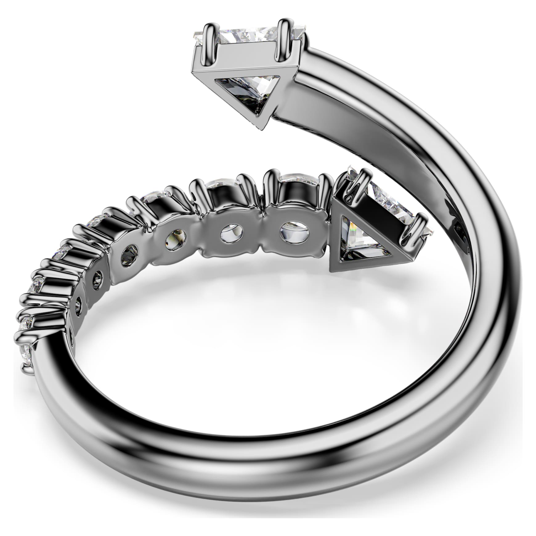 Sublima open ring, Mixed cuts, White, Ruthenium plated
