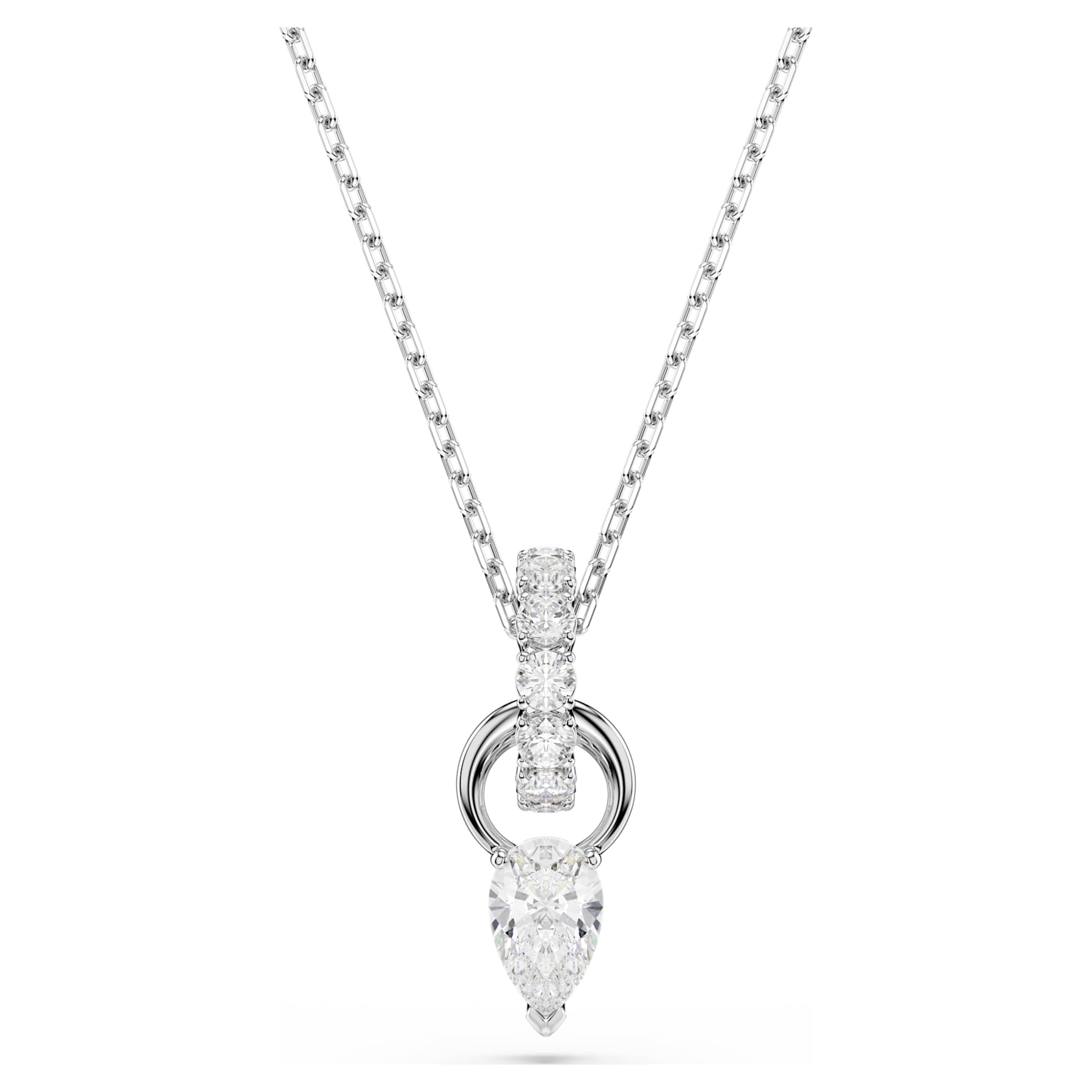 Mesmera set, Pear cut, Round cut, White, Rhodium plated by SWAROVSKI