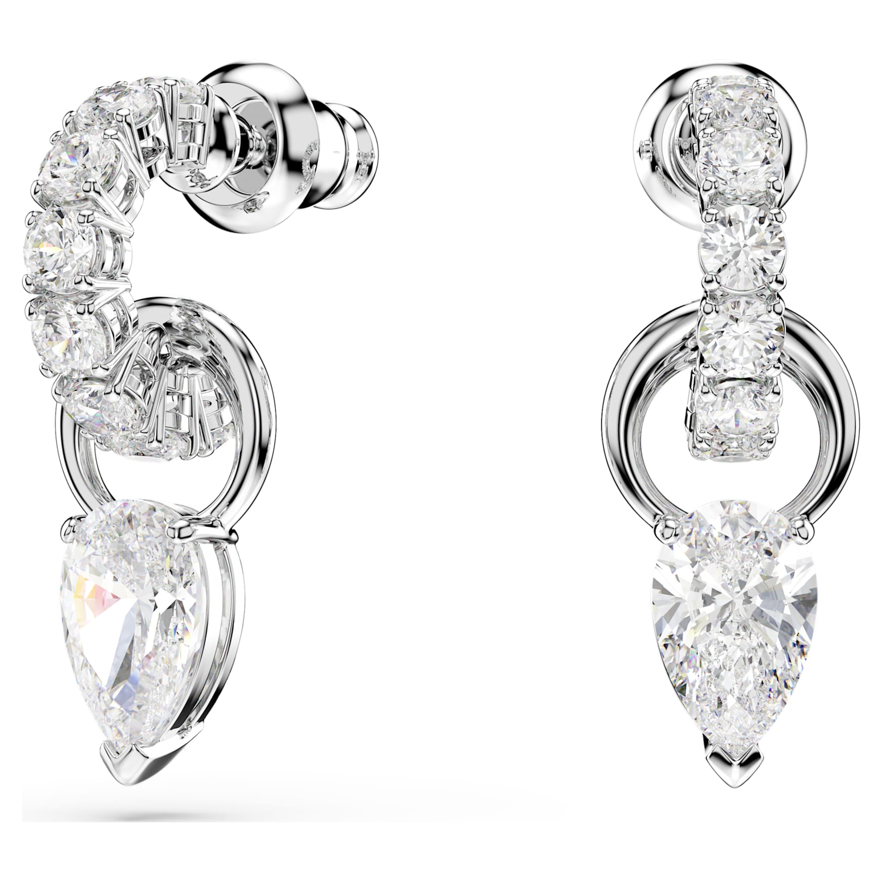 Mesmera set, Pear cut, Round cut, White, Rhodium plated by SWAROVSKI