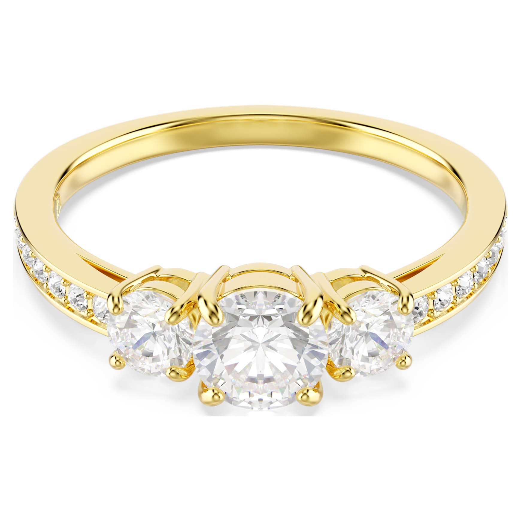 Stilla Attract ring, Round cut, White, Gold-tone plated by SWAROVSKI