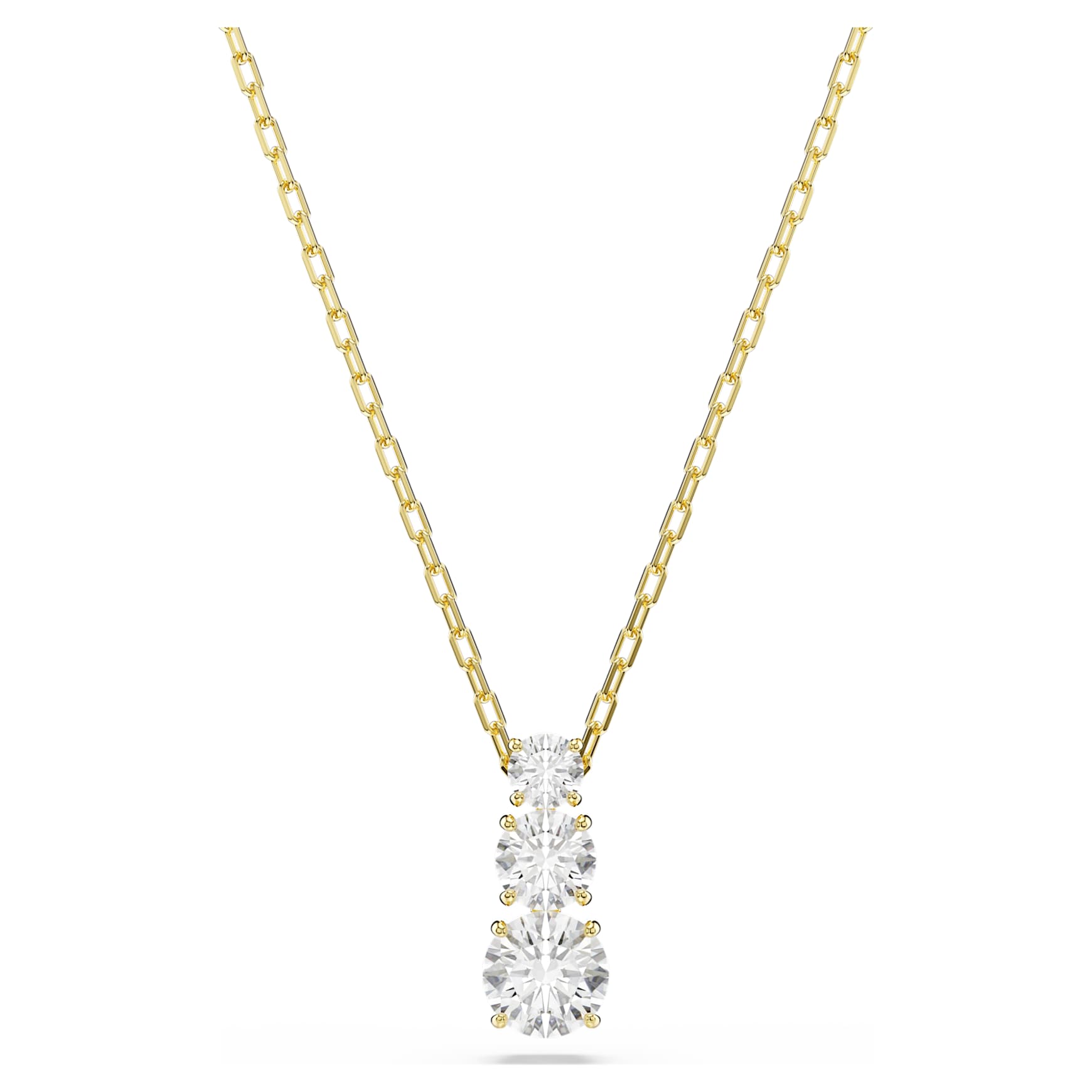 Stilla Attract pendant, Round cut, White, 18K gold finish