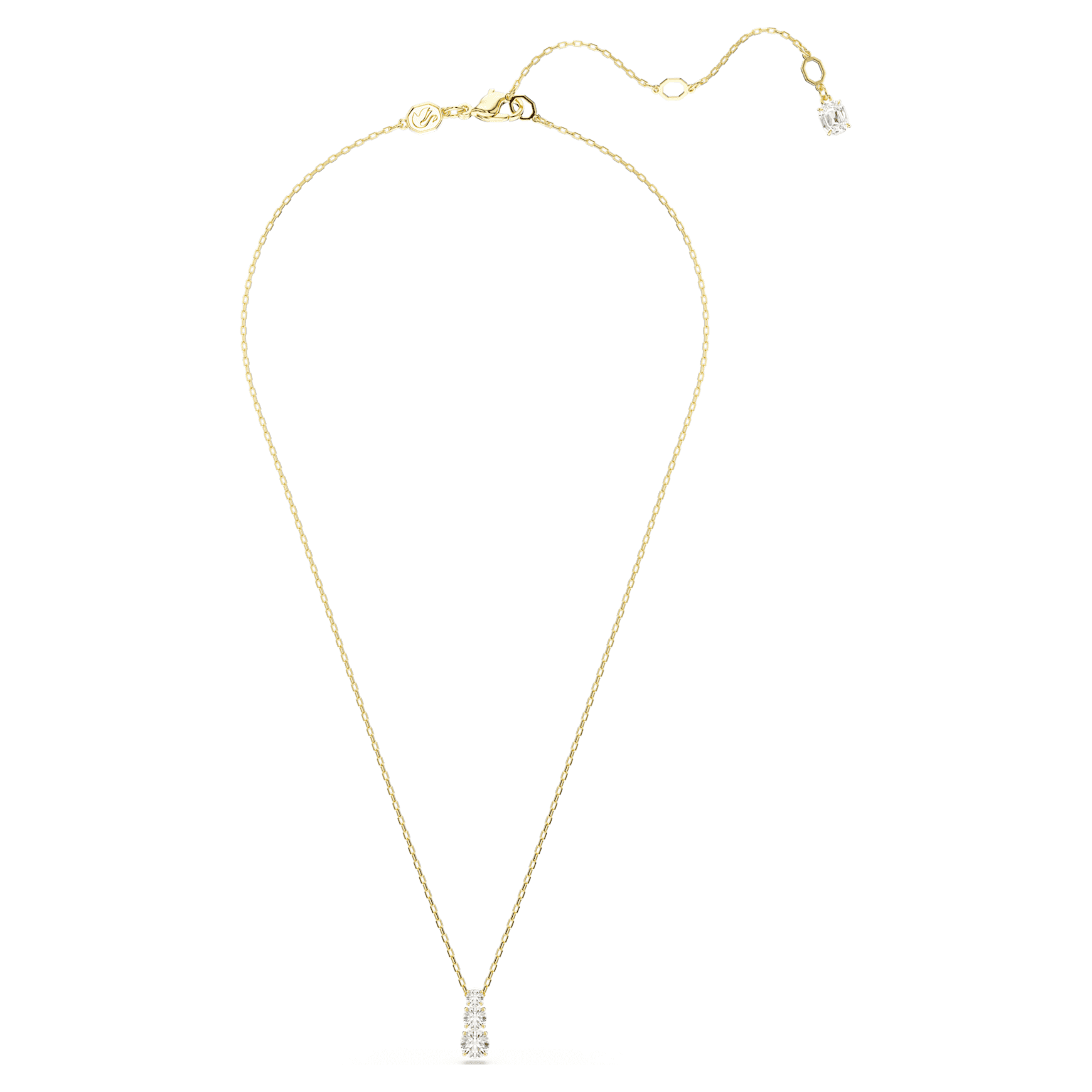 Stilla Attract pendant, Round cut, White, 18K gold finish
