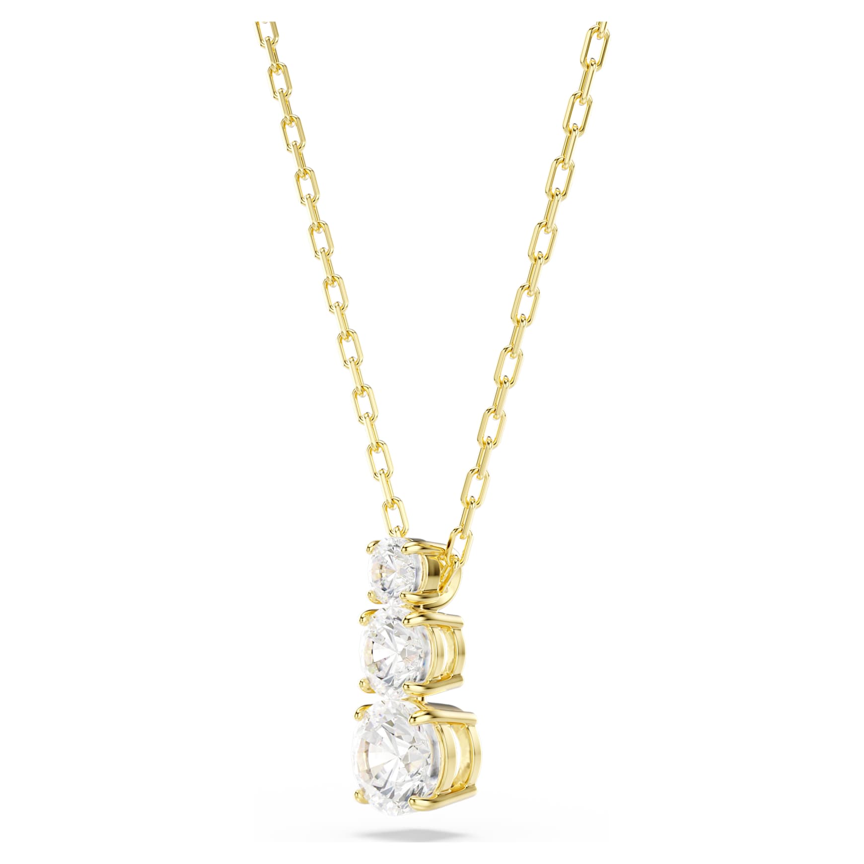 Stilla Attract pendant, Round cut, White, 18K gold finish