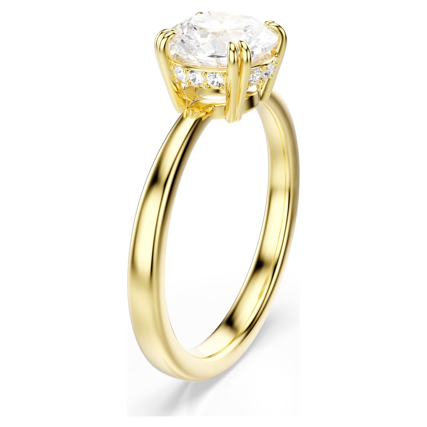 Stilla cocktail ring, Round cut, White, 18K gold finish