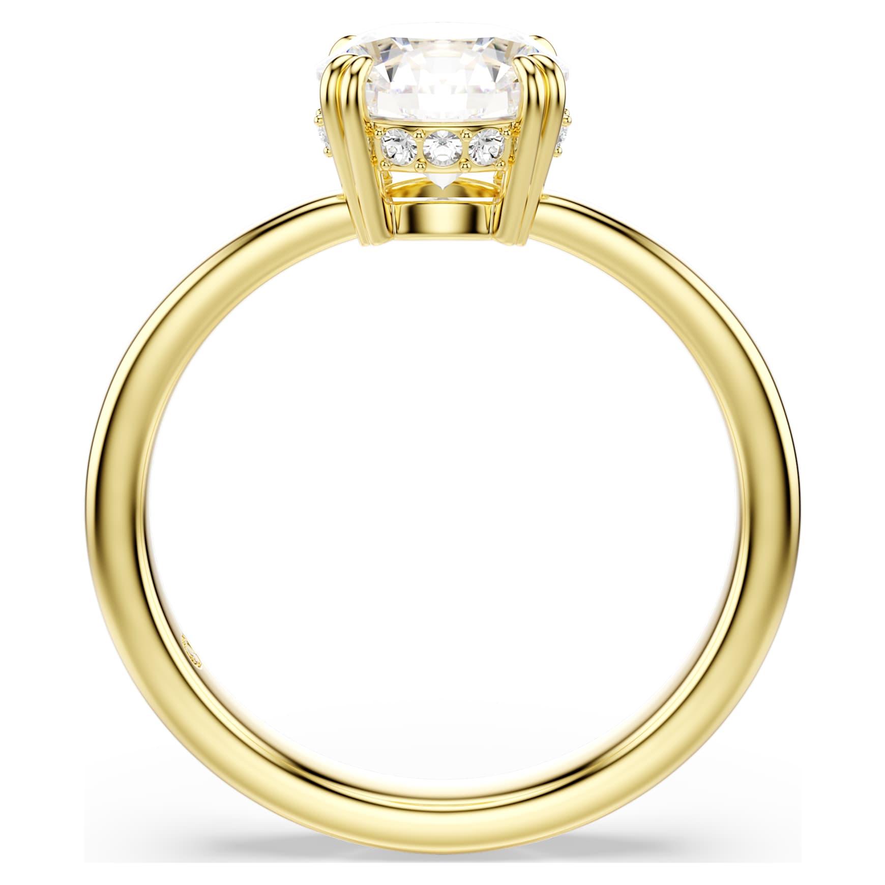 Stilla cocktail ring, Round cut, White, 18K gold finish