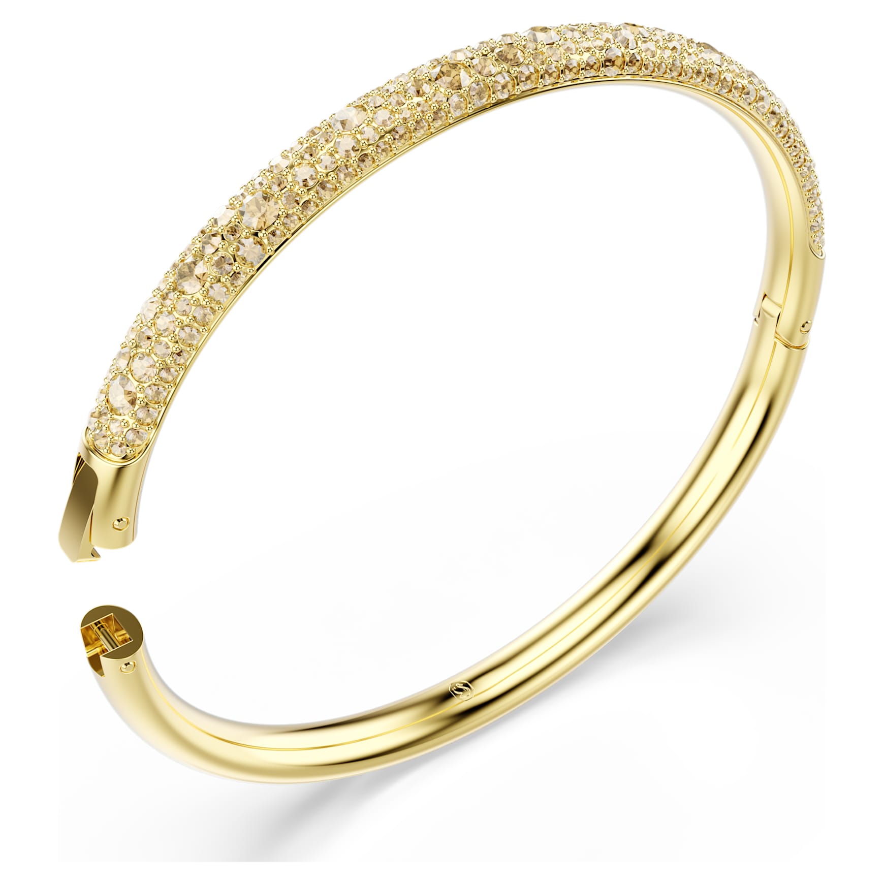 Sublima bangle, Snow pavé, Gold tone, 18K gold finish