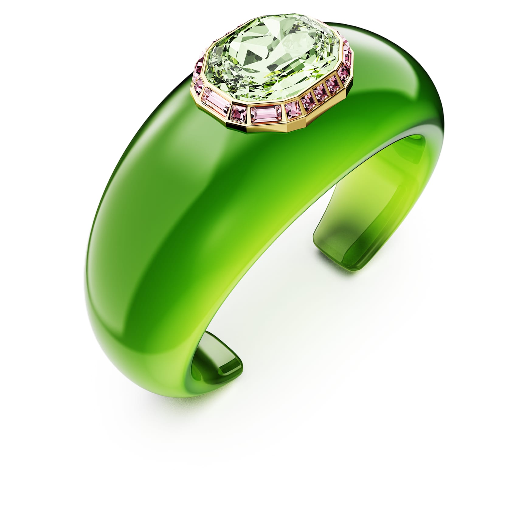 Dulcis cuff, Octagon cut, Green, Gold-tone plated by SWAROVSKI
