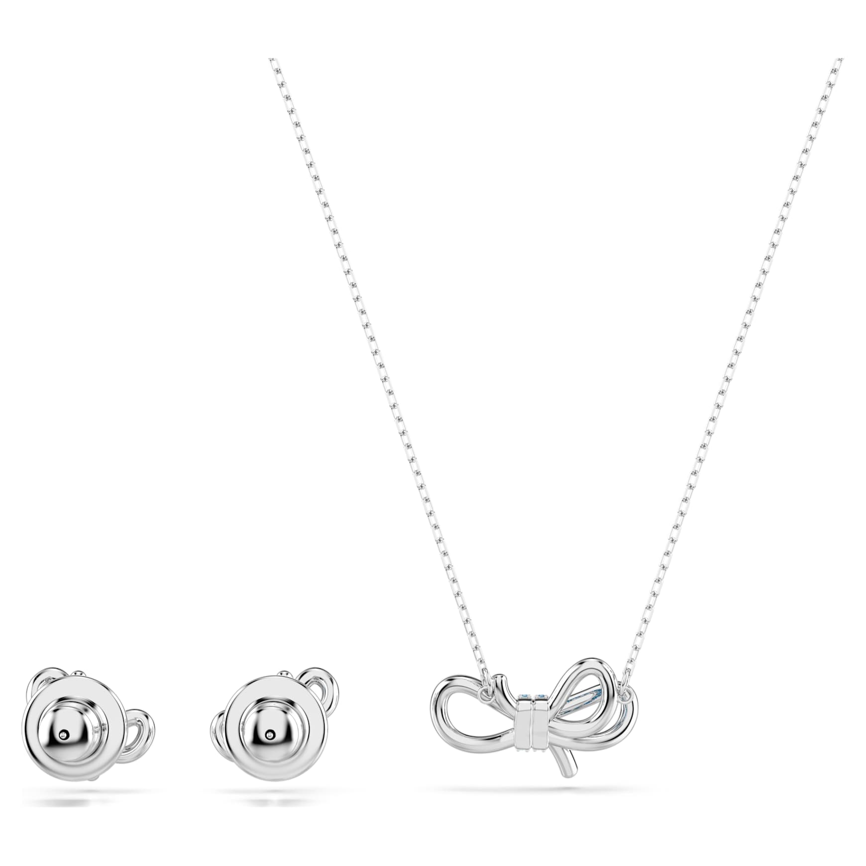 Lifelong Bow set, Bow, Blue, Rhodium plated by SWAROVSKI
