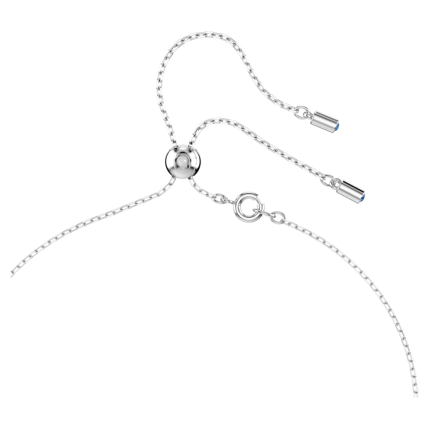 Attract Y necklace, Round cut, Blue, Rhodium plated by SWAROVSKI