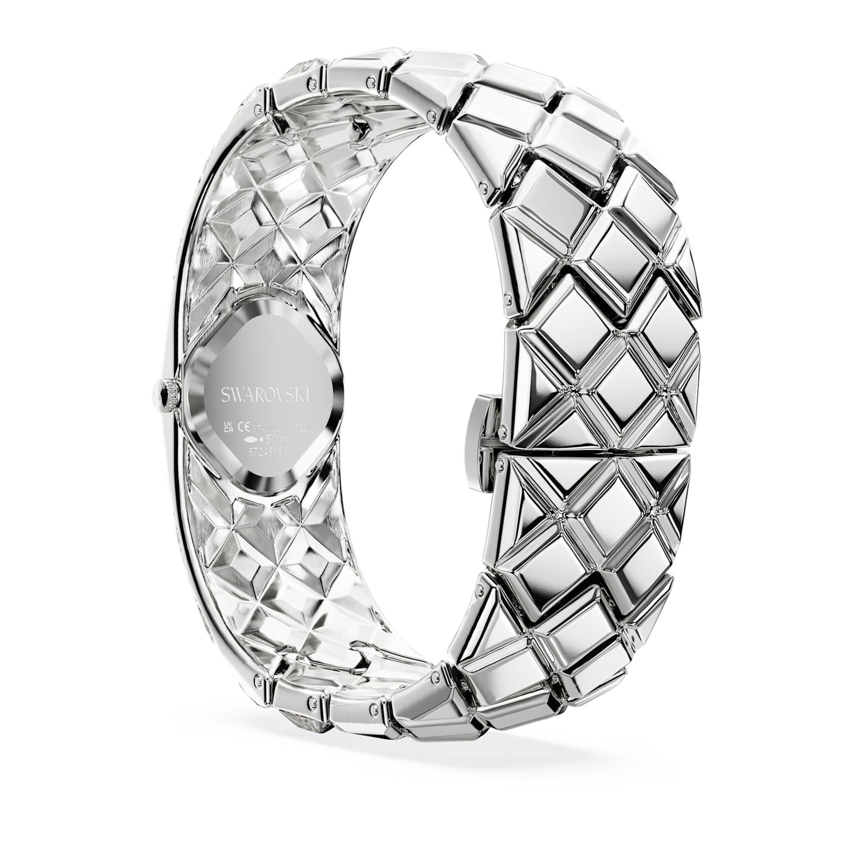 Curiosa bangle watch, Crystal bracelet, Silver Tone, Stainless steel by SWAROVSKI