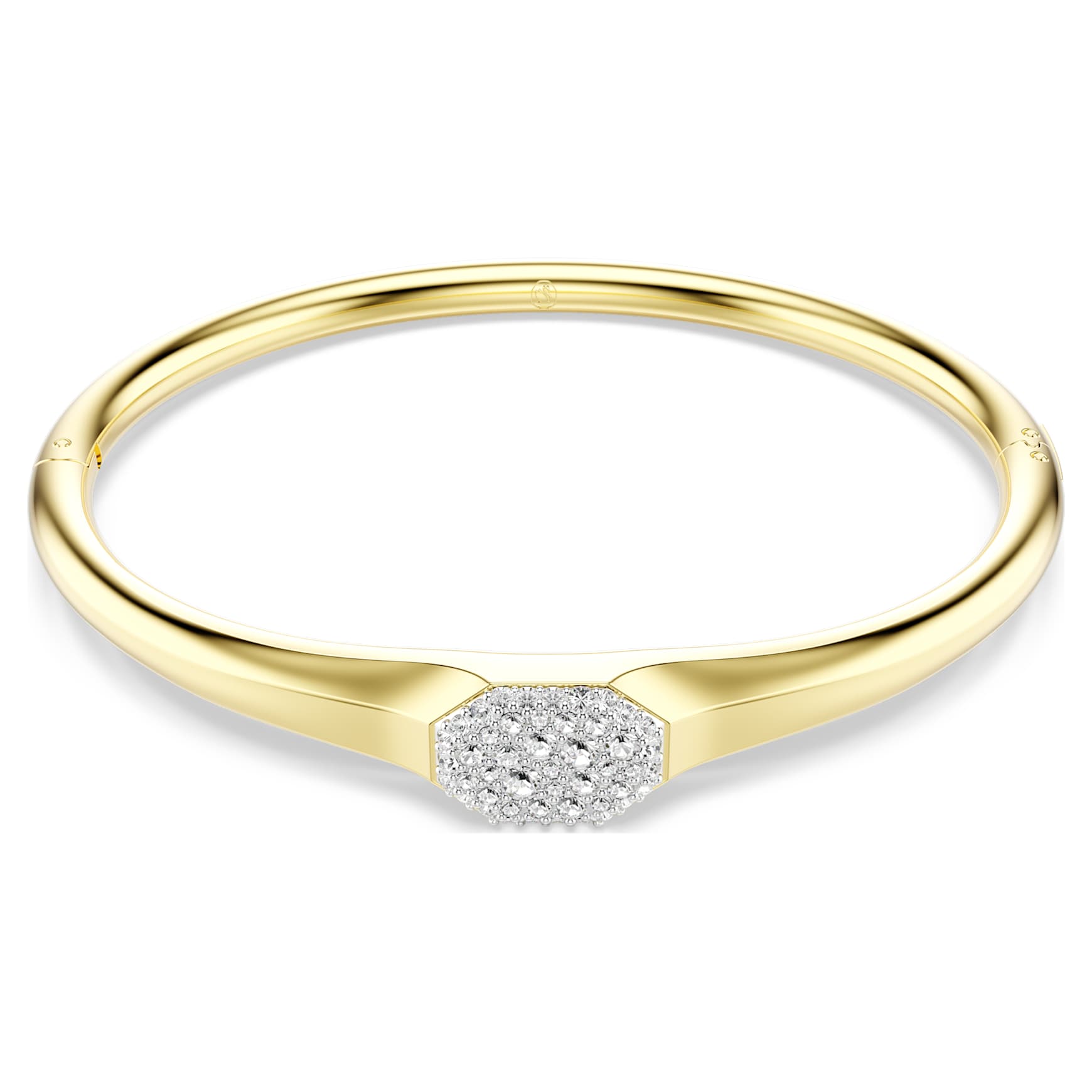Dextera bangle, Round cut, White, 18K gold finish