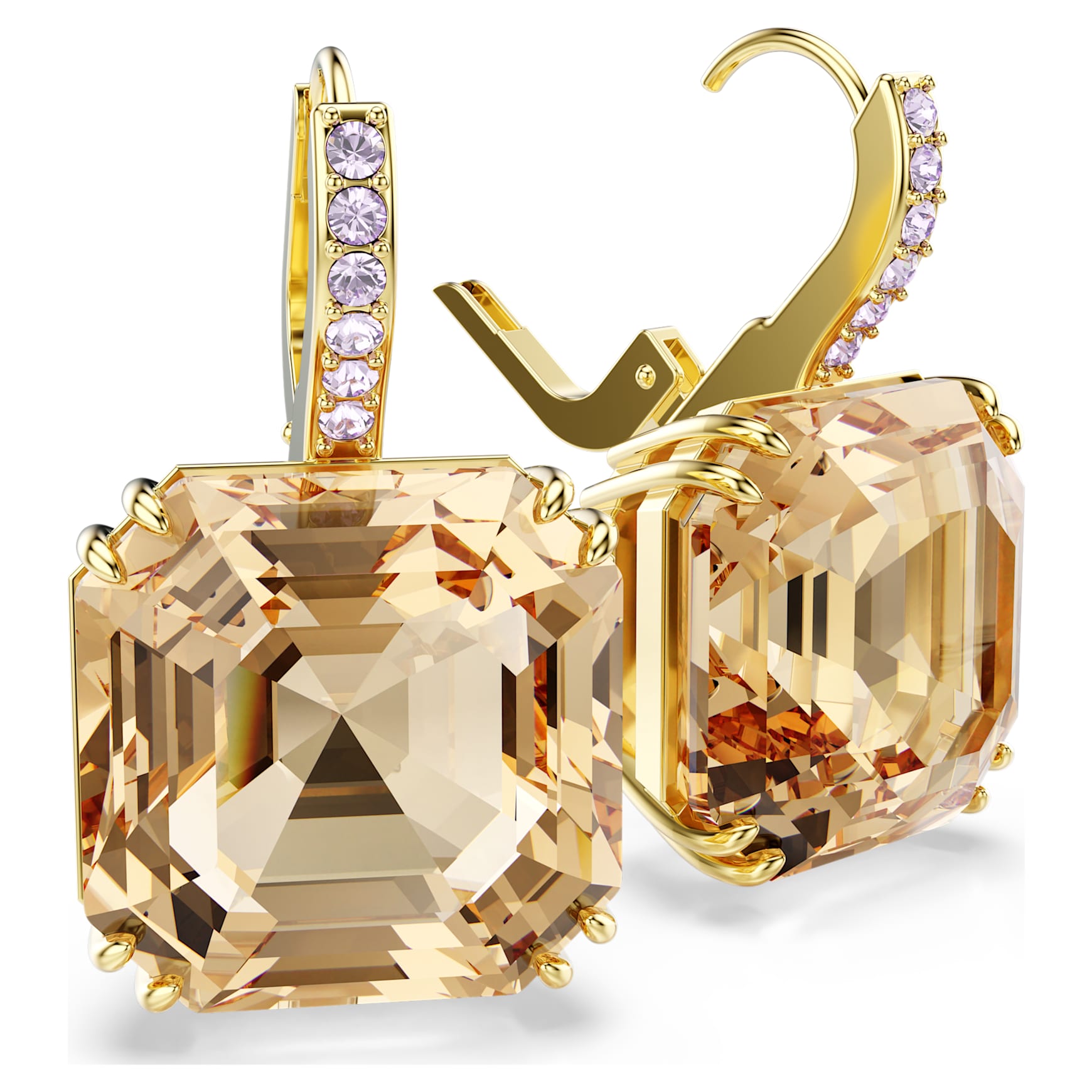 Millenia drop earrings, Mixed cuts, Caramel, Gold-tone plated by SWAROVSKI