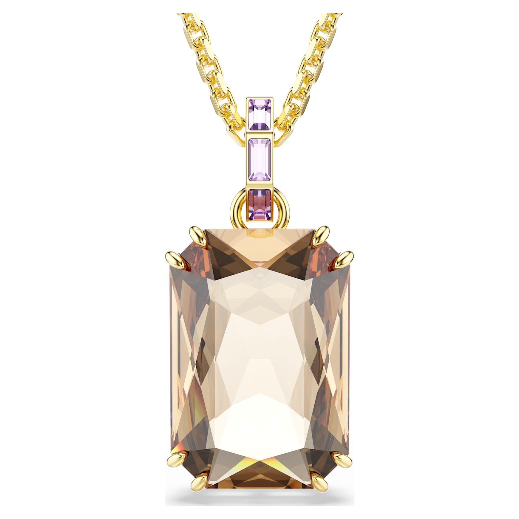 Millenia pendant, Octagon cut, Caramel, Gold-tone plated by SWAROVSKI