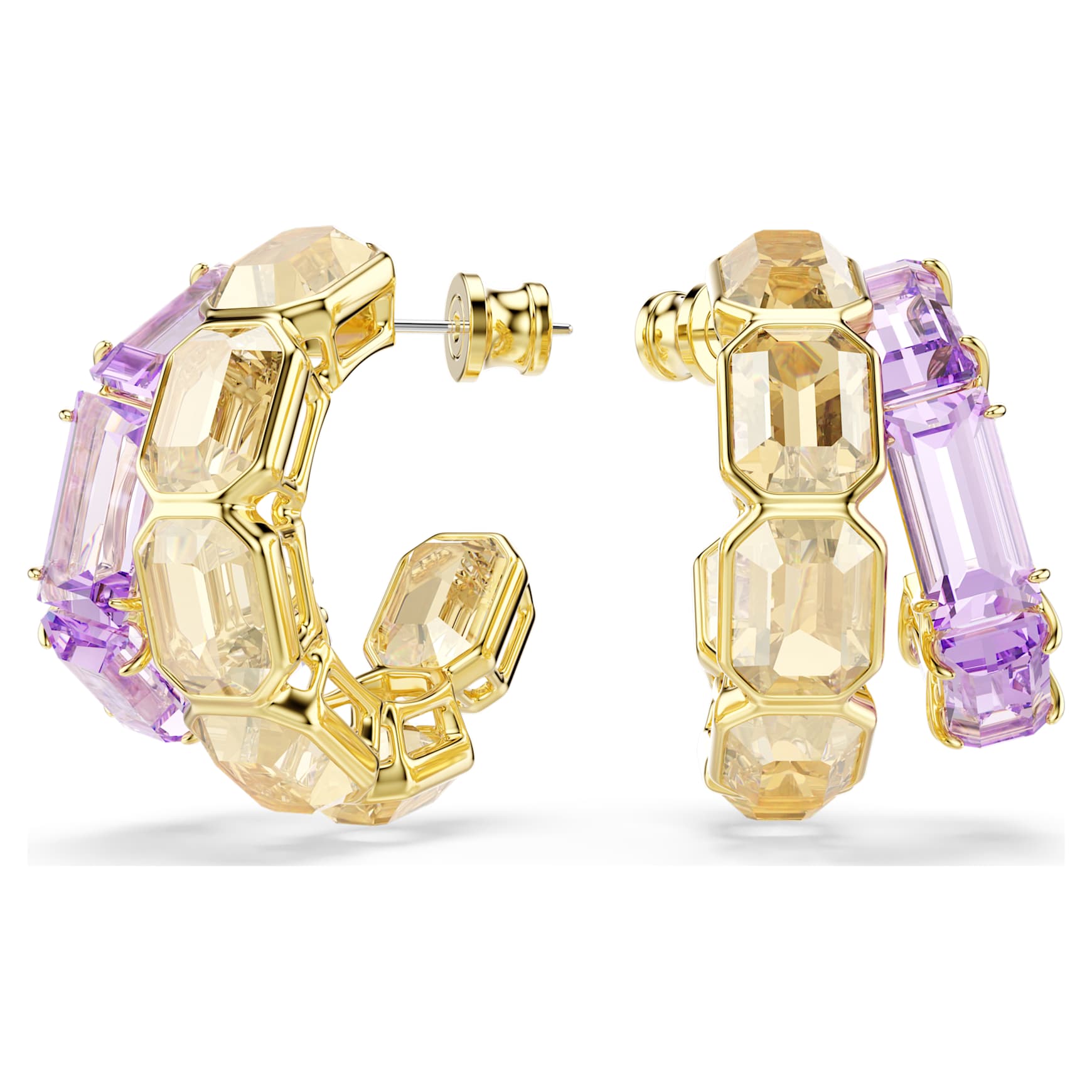Millenia hoop earrings, Mixed cuts, Multicolored, Gold-tone plated by SWAROVSKI