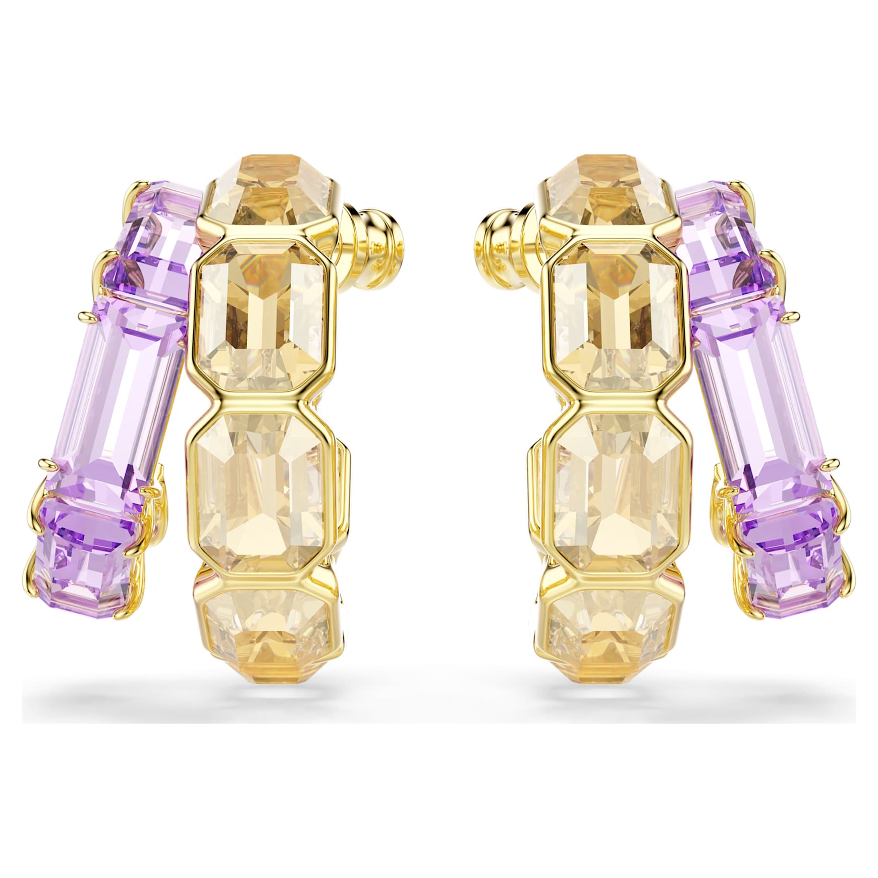 Millenia hoop earrings, Mixed cuts, Multicolored, Gold-tone plated by SWAROVSKI