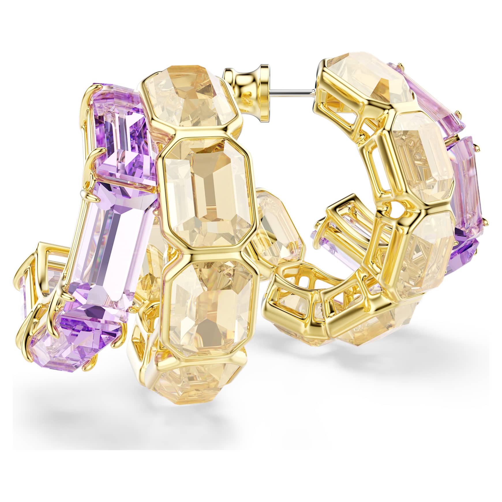 Millenia hoop earrings, Mixed cuts, Multicolored, Gold-tone plated by SWAROVSKI