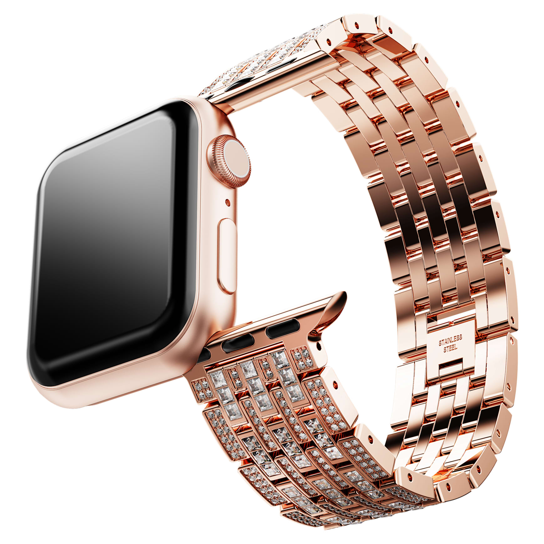 Princess strap, For Apple Watch® 40mm & 41mm, Rose gold tone, Rose gold-tone finish by SWAROVSKI