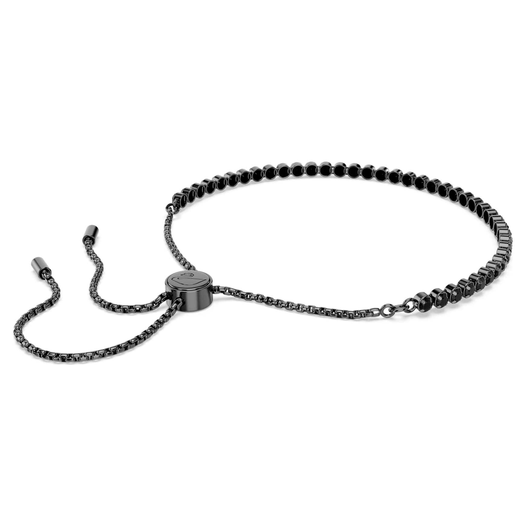 Matrix bracelet, Mixed round cuts, Black, Ruthenium plated by SWAROVSKI