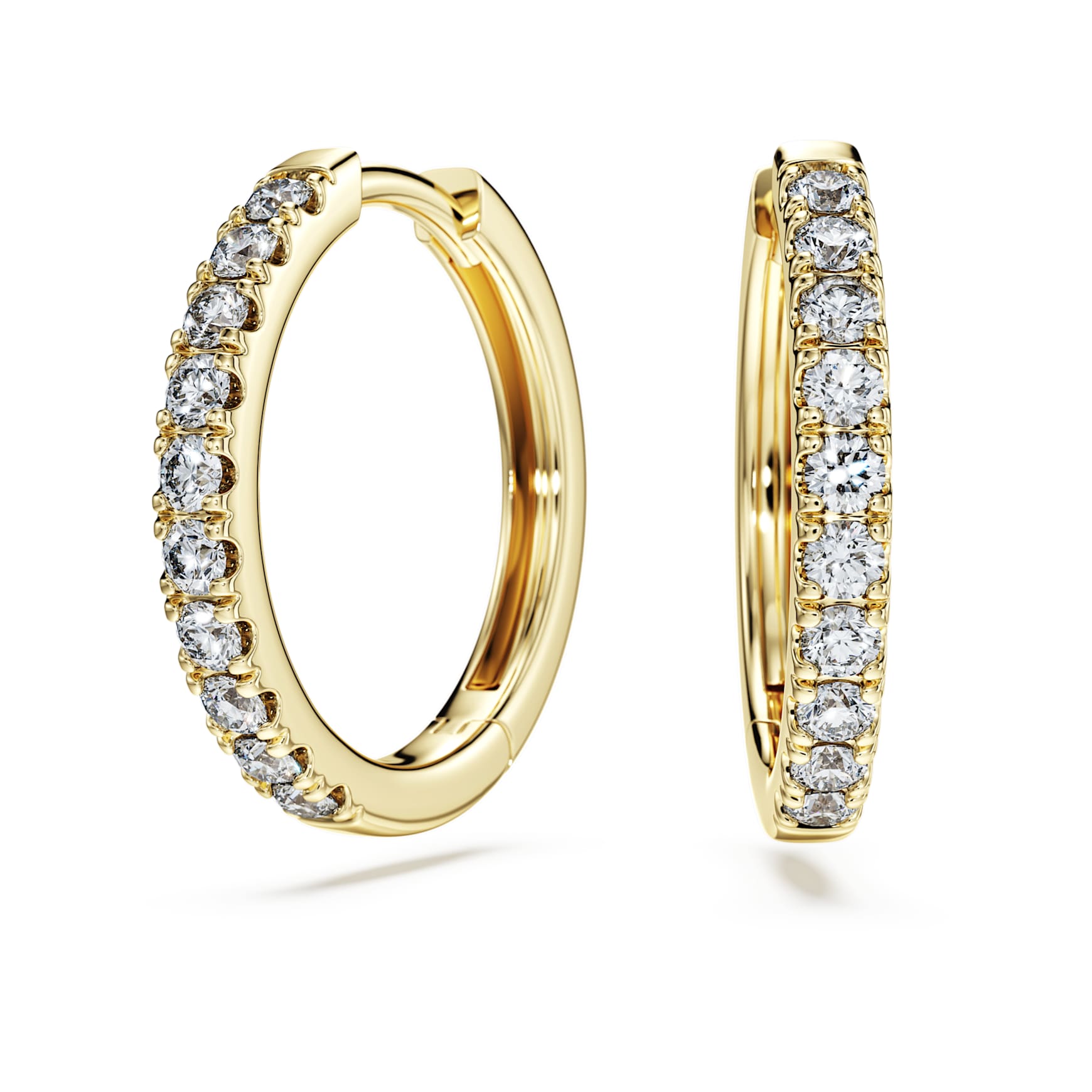 Eternity hoop earrings, Lab-grown diamonds 0.5 ct tw, Round shape, 14K yellow gold by SWAROVSKI